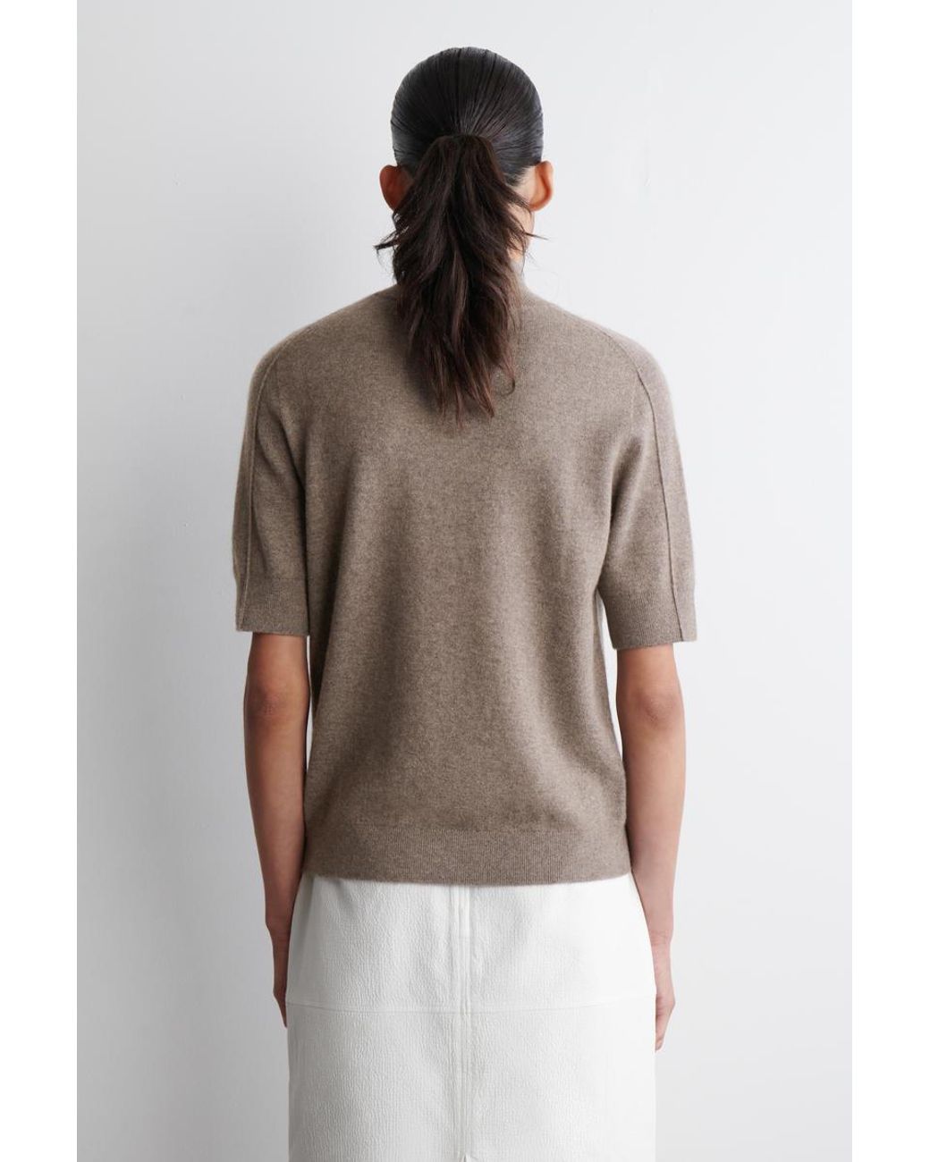 COS Black Cashmere Mock-Neck T-Shirt