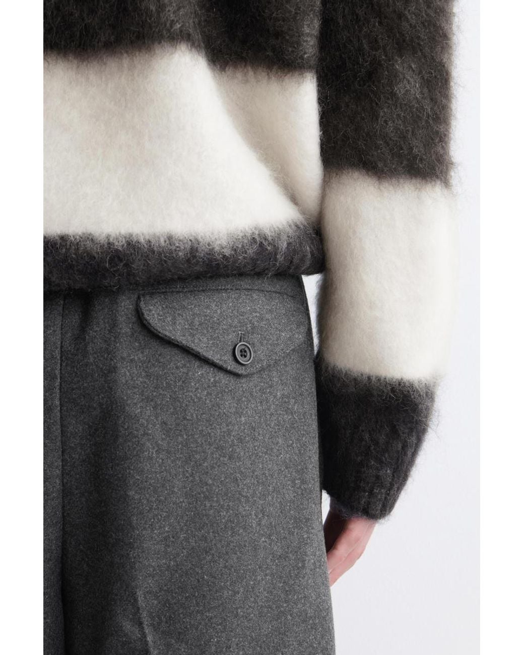 COS Gray Pleated Wool Relaxed-Fit Straight-Leg Trousers for men