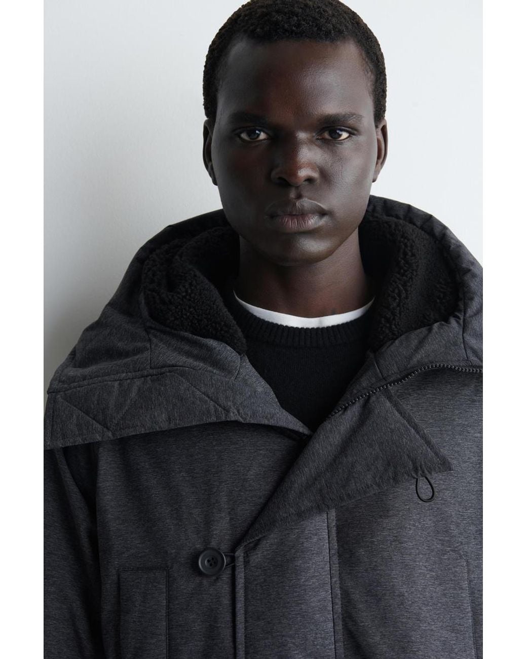 COS Blue Technical Hooded Down Parka for men
