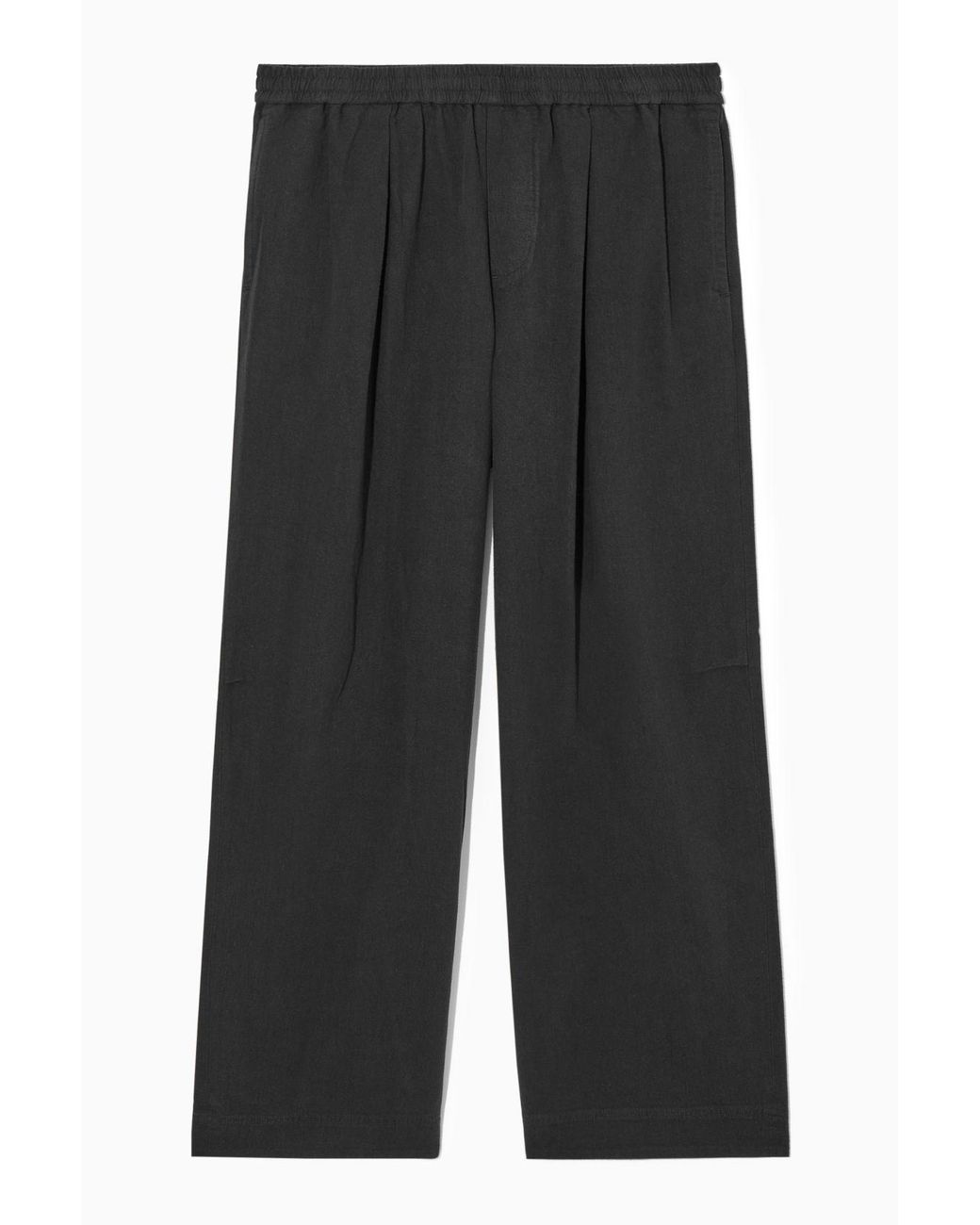 COS Pleated Wide-leg Chambray Pants in Gray for Men