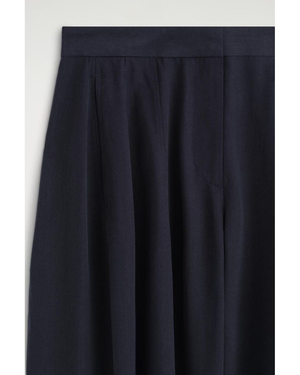 COS Blue Fluid Topstitched Barrel-Leg Trousers