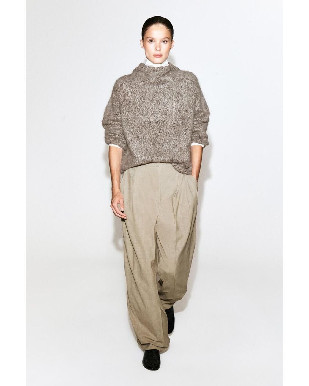 COS Natural Chunky Brushed-Cashmere Hoodie