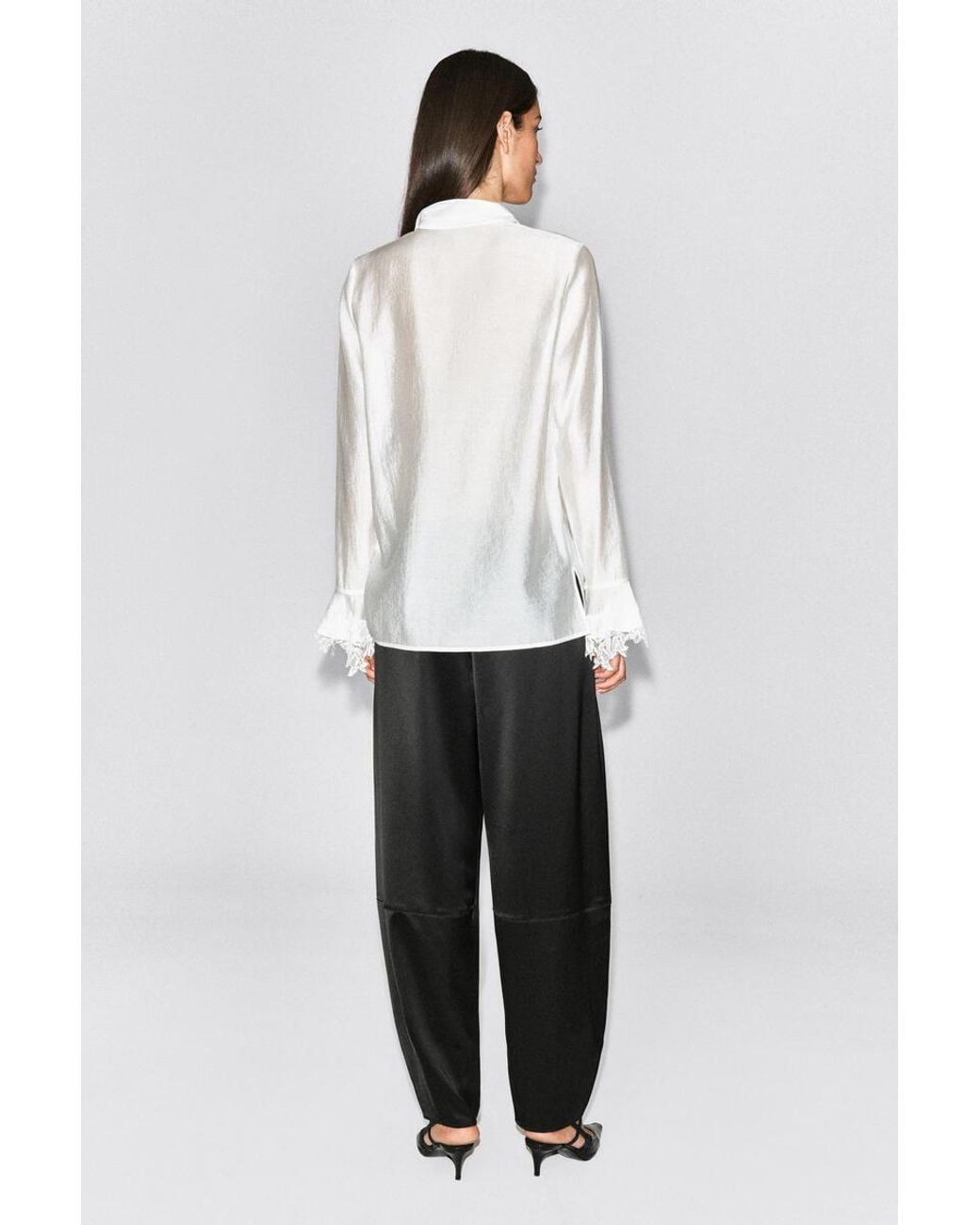 COS Black Satin Barrel-Leg Pants