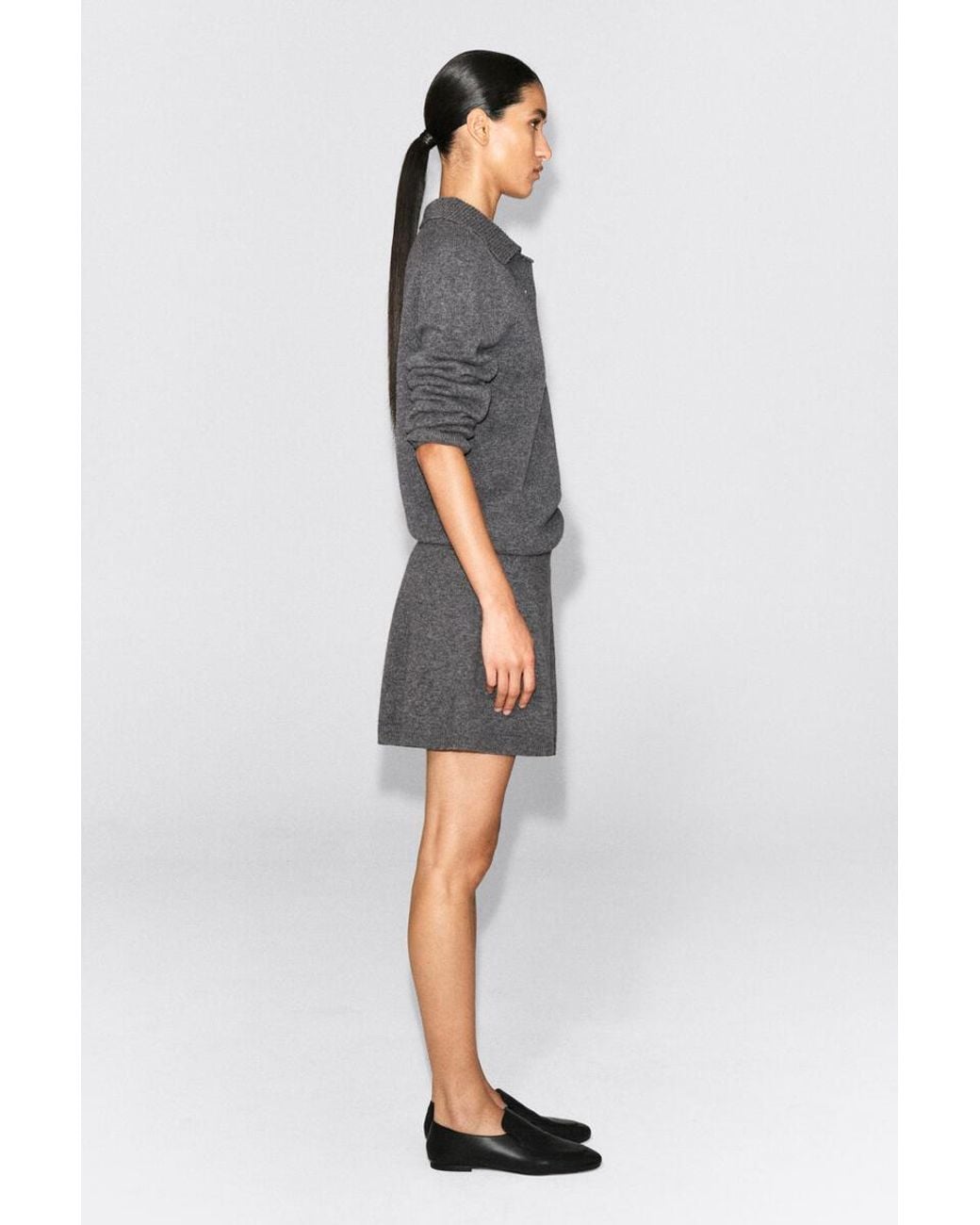 COS Gray Merino Wool Mini Wrap Skirt