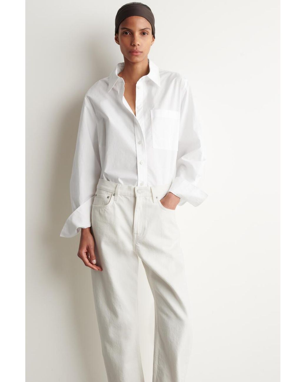 COS White Chord Straight-Leg Jeans