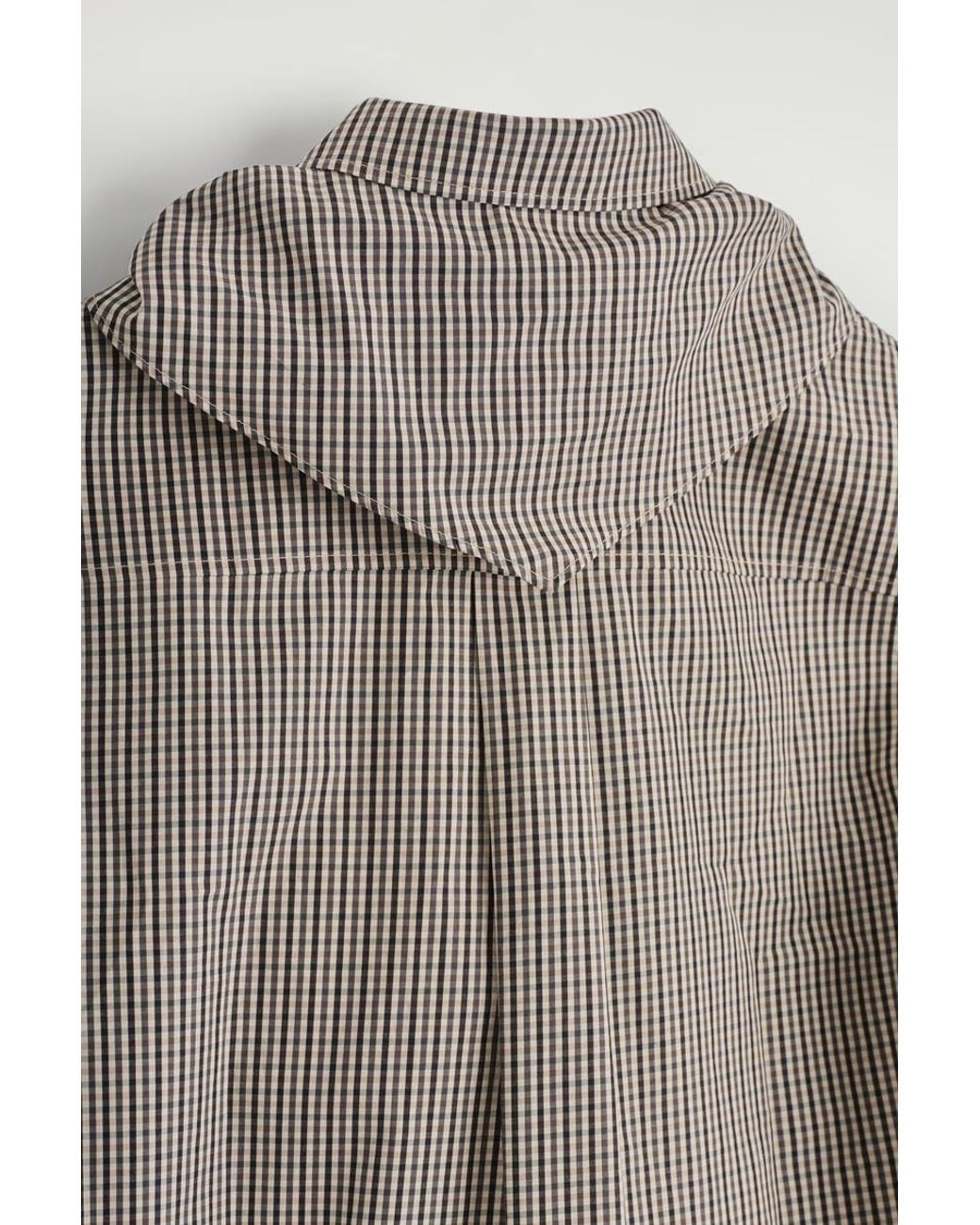COS Gray Checked Scarf-Detail Shirt