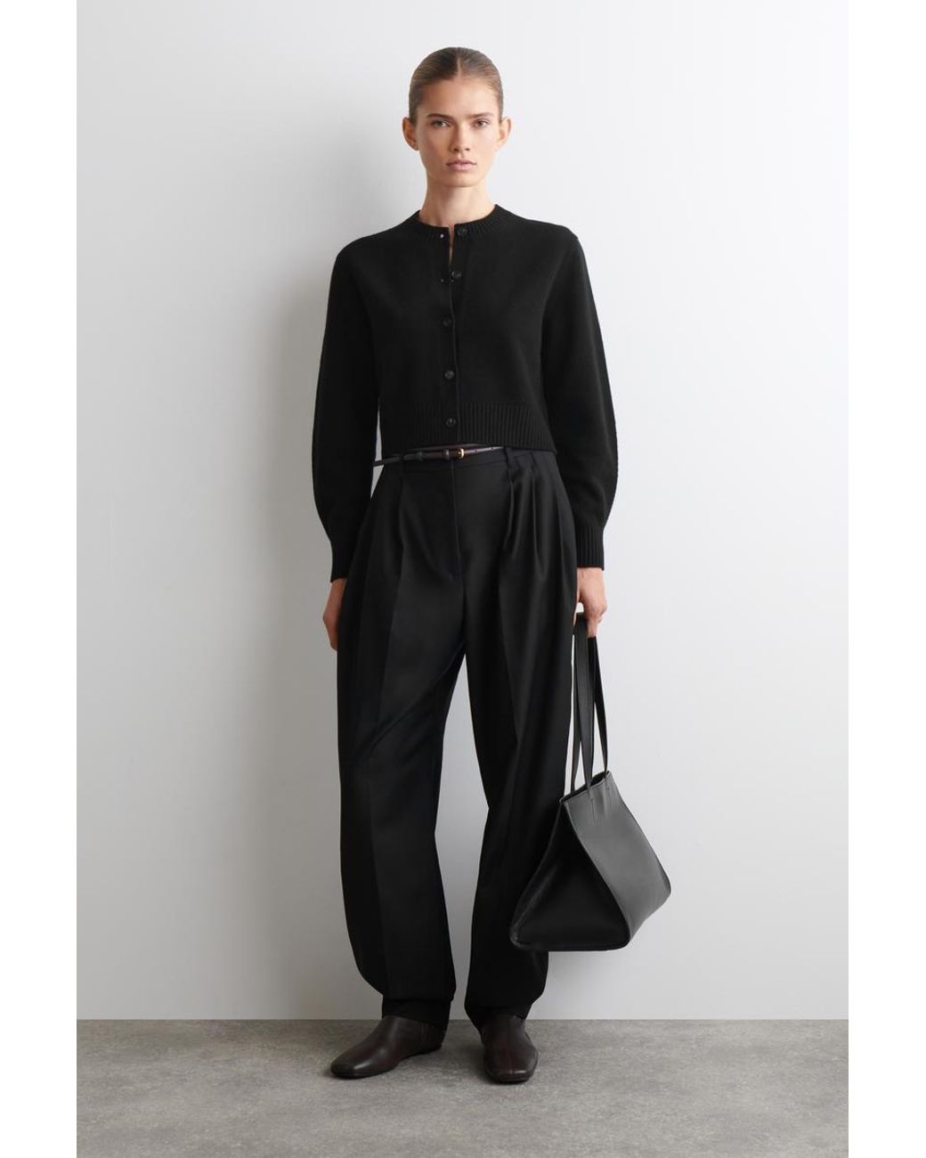 COS Black Merino Wool Cardigan