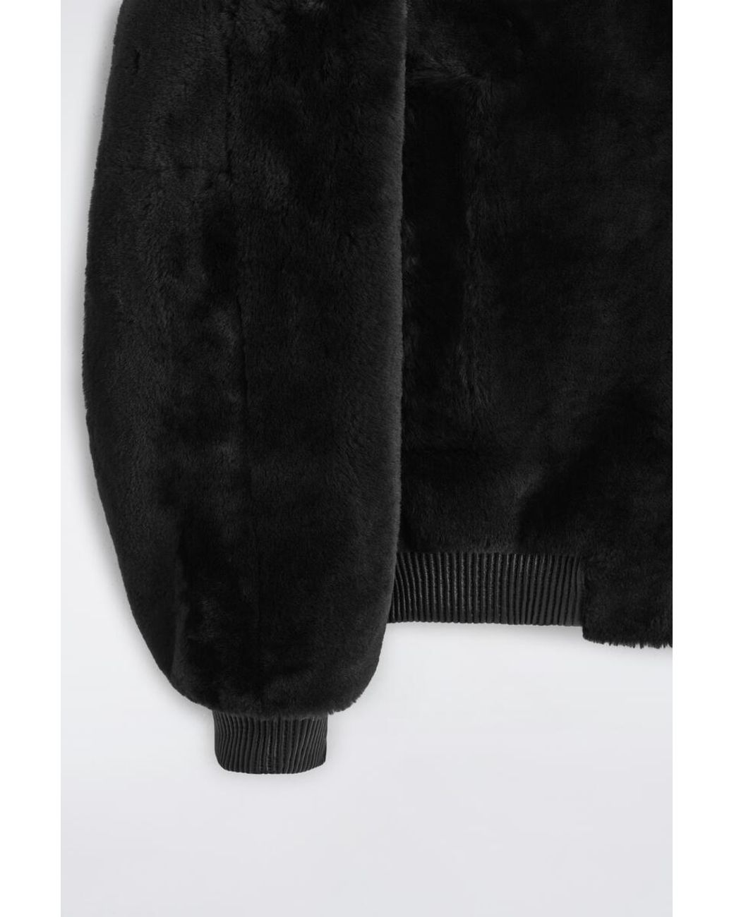 COS Black Padded Shearling Bomber Jacket for men