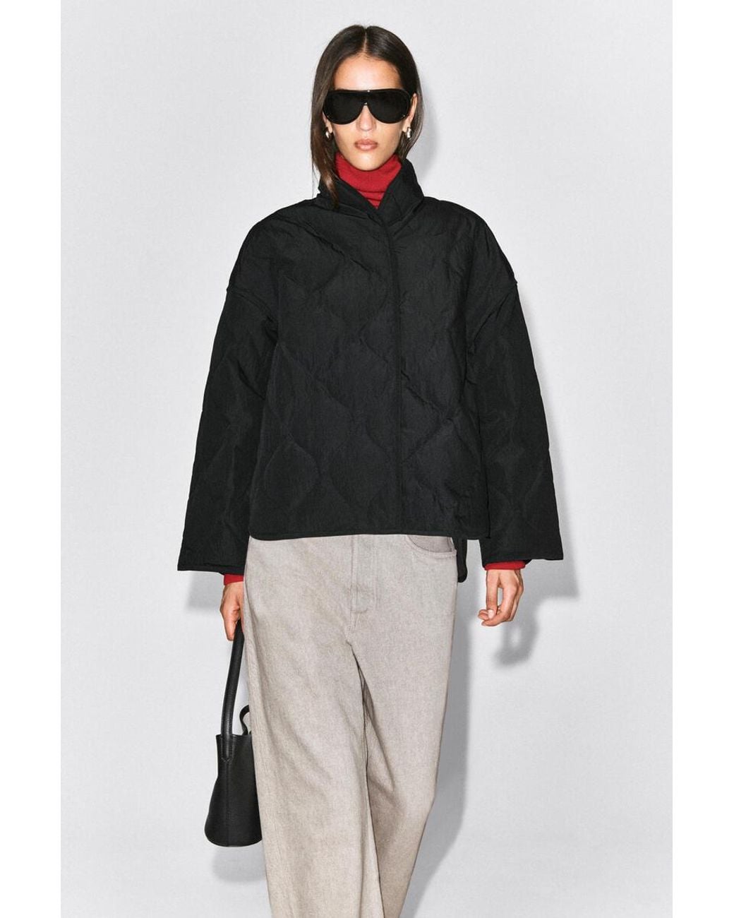 COS Black Shawl-Collar Quilted Jacket