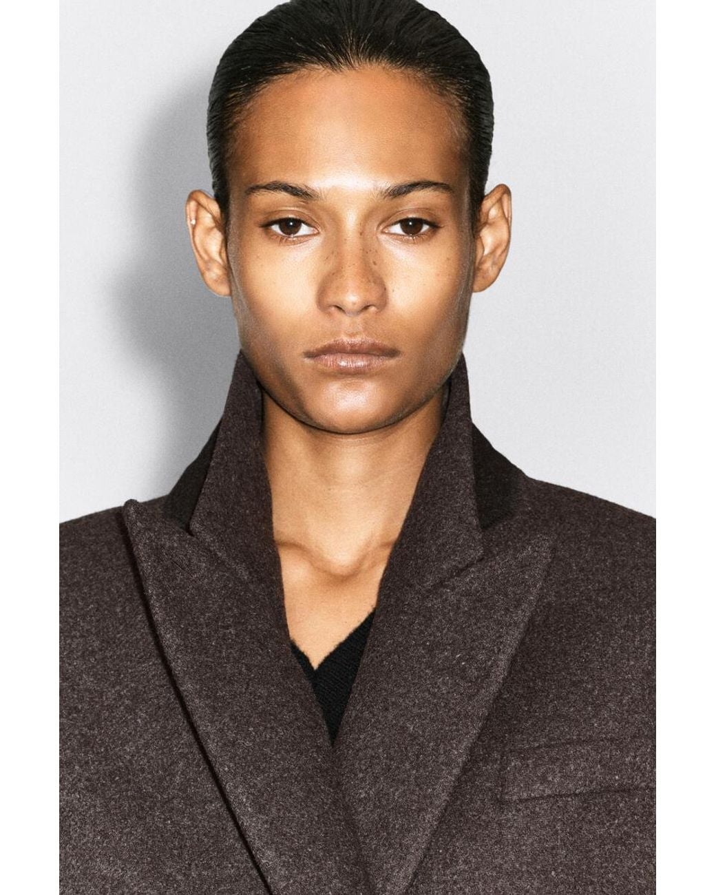 COS Brown Oversized Cropped Boiled Wool-Blend Blazer