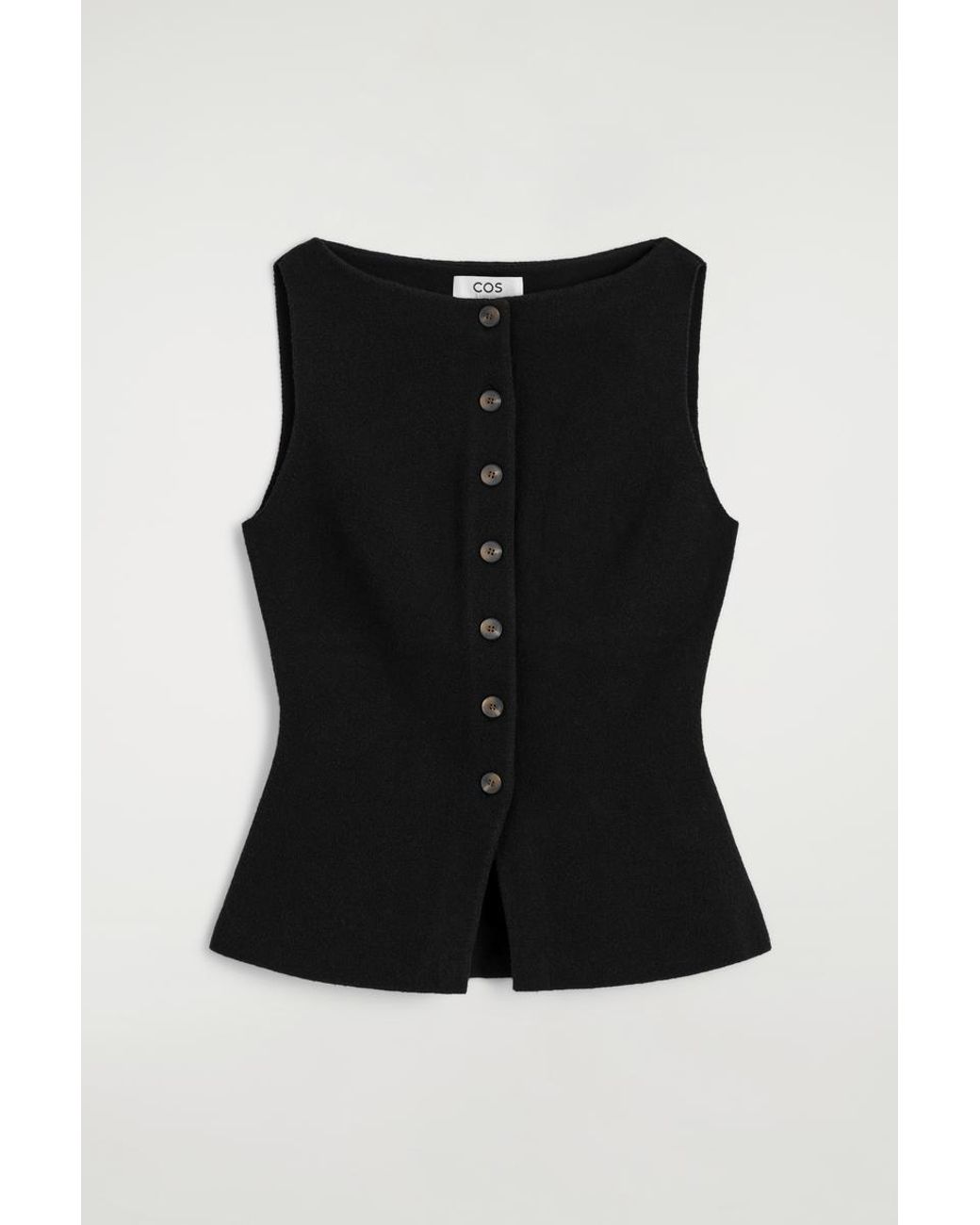 COS Black Cotton-Blend Crepe Vest