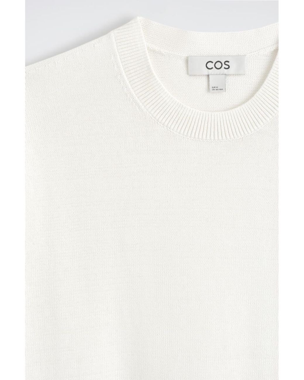 COS White Knitted Cotton T-Shirt for men
