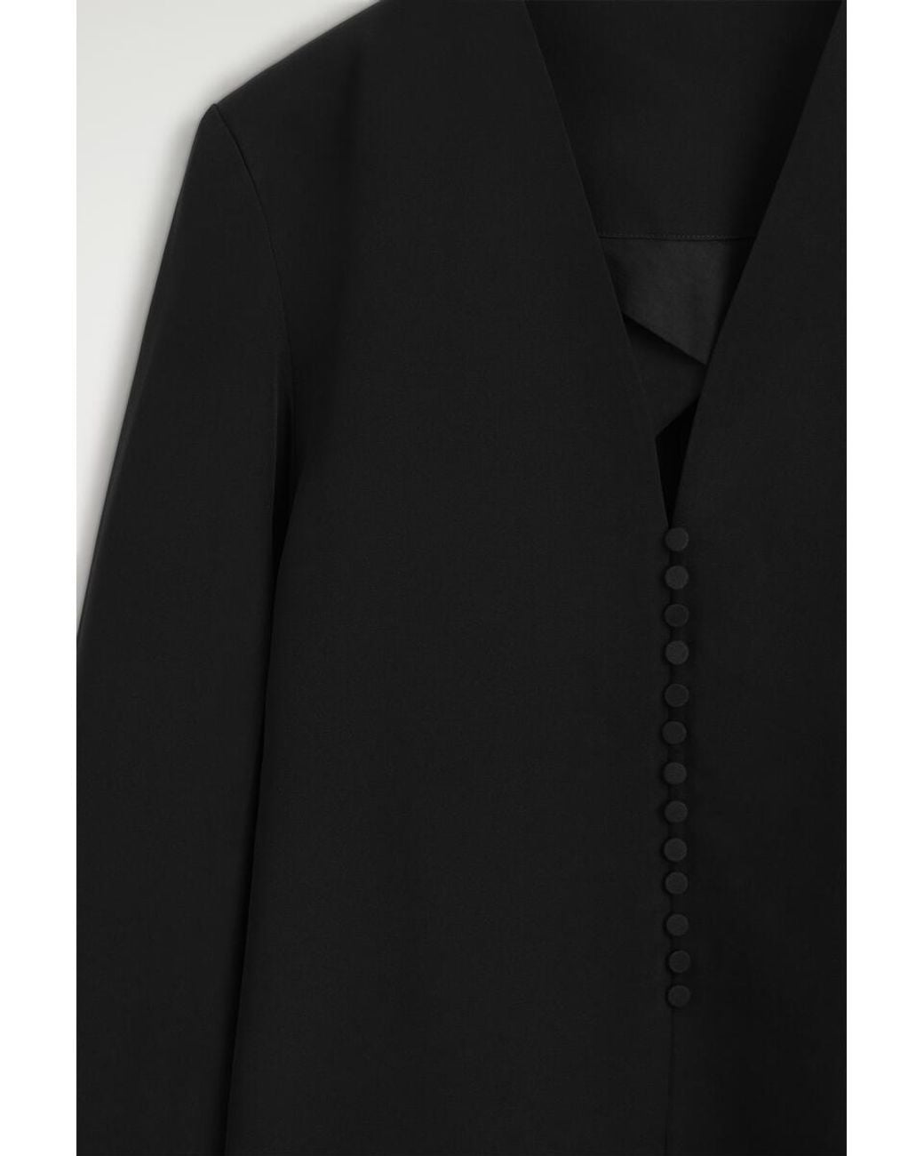COS Black Button-Detail Silk-Crepe Blazer