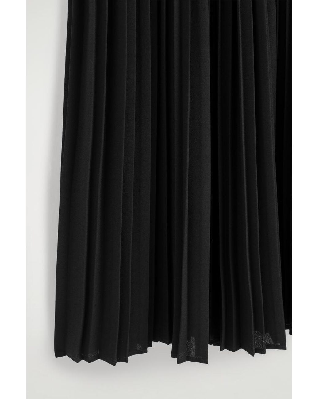COS Black Pleated Crepe Midi Skirt