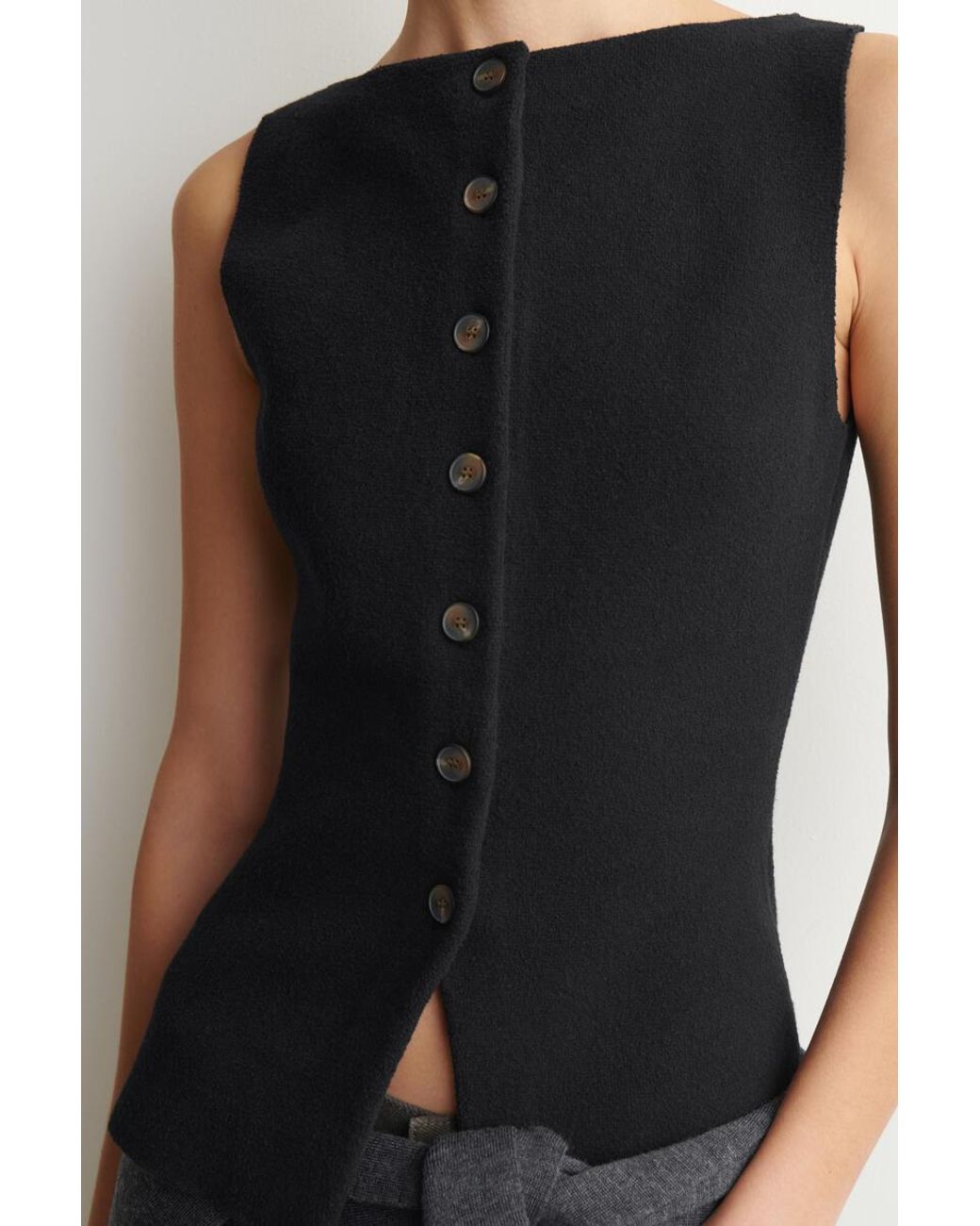 COS Black Cotton-Blend Crepe Vest