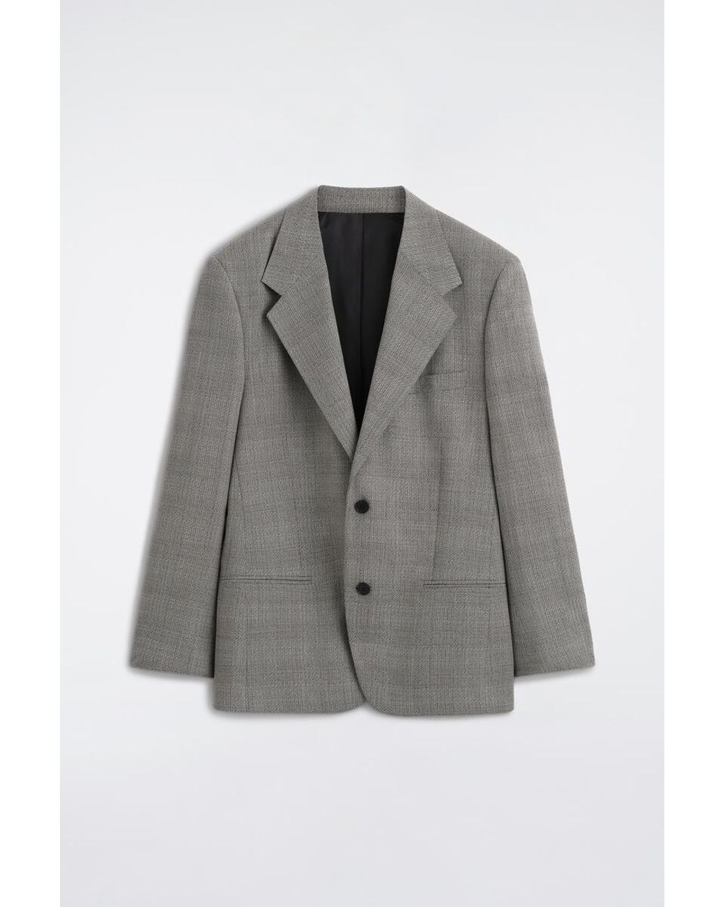 COS Gray Checked Textured-Wool Blazer for men