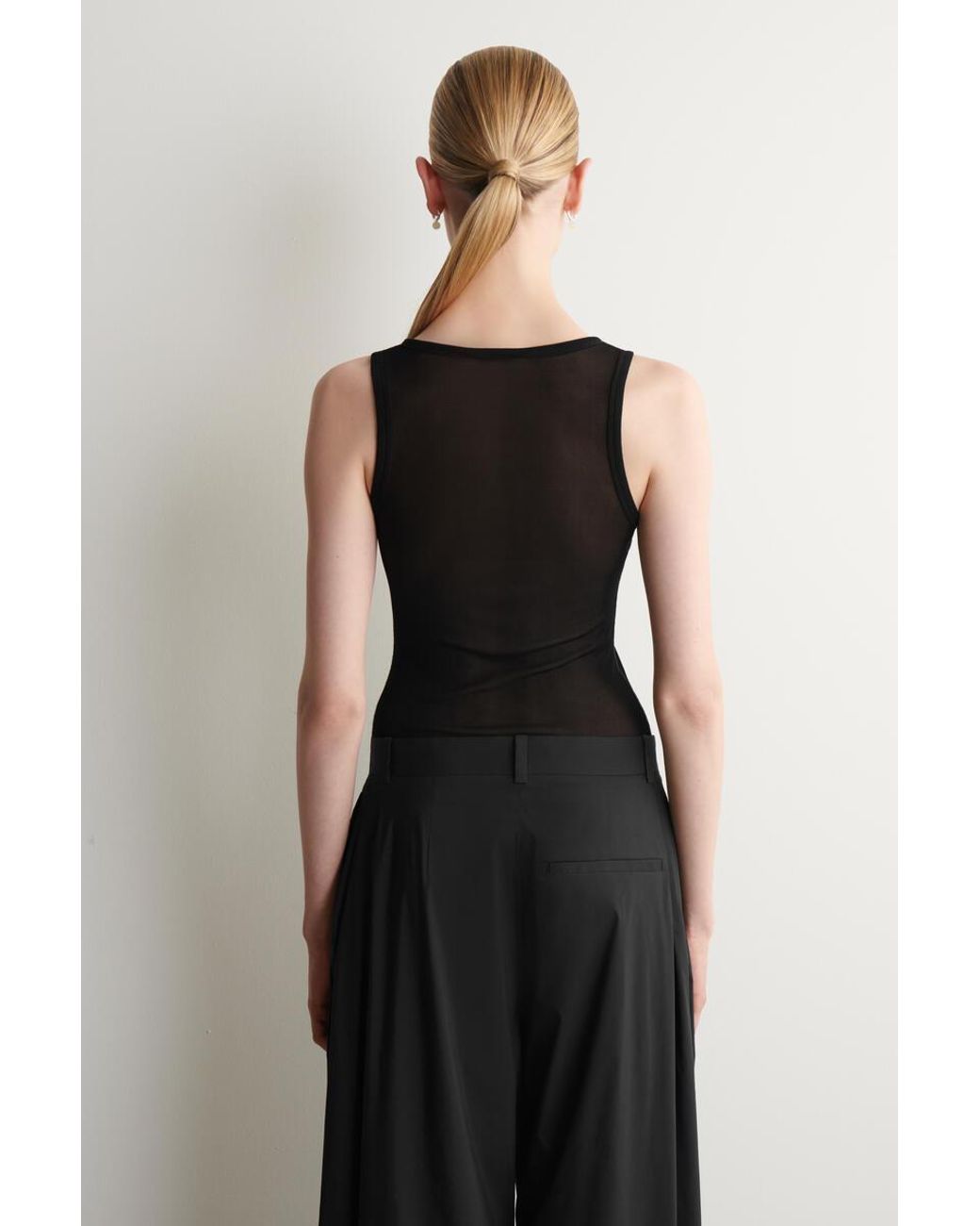 COS Black Ribbed Silk Tank Top