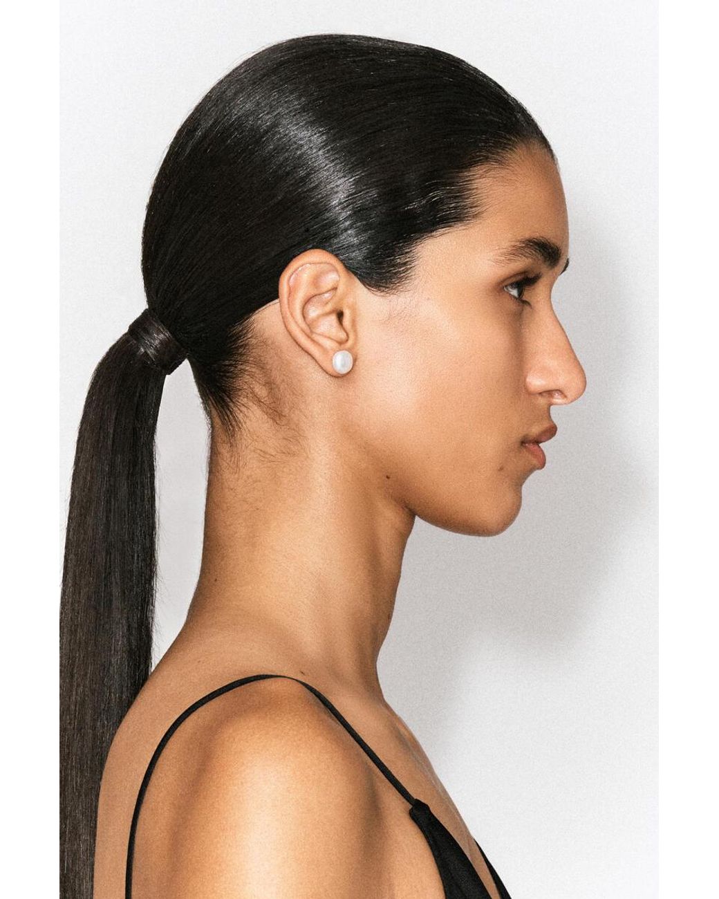 COS White Asymmetric Freshwater Pearl Chain Cuff Earrings