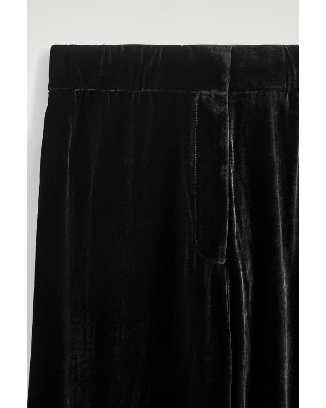 COS Black Velvet Elasticated Straight-Leg Trousers