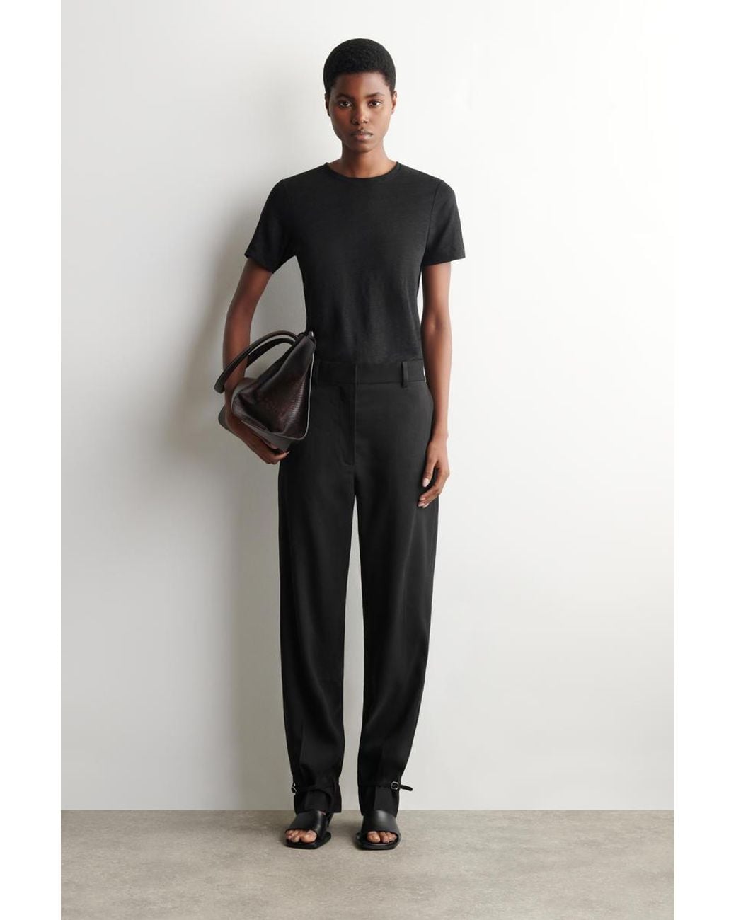 COS Black Crew-Neck Linen T-Shirt