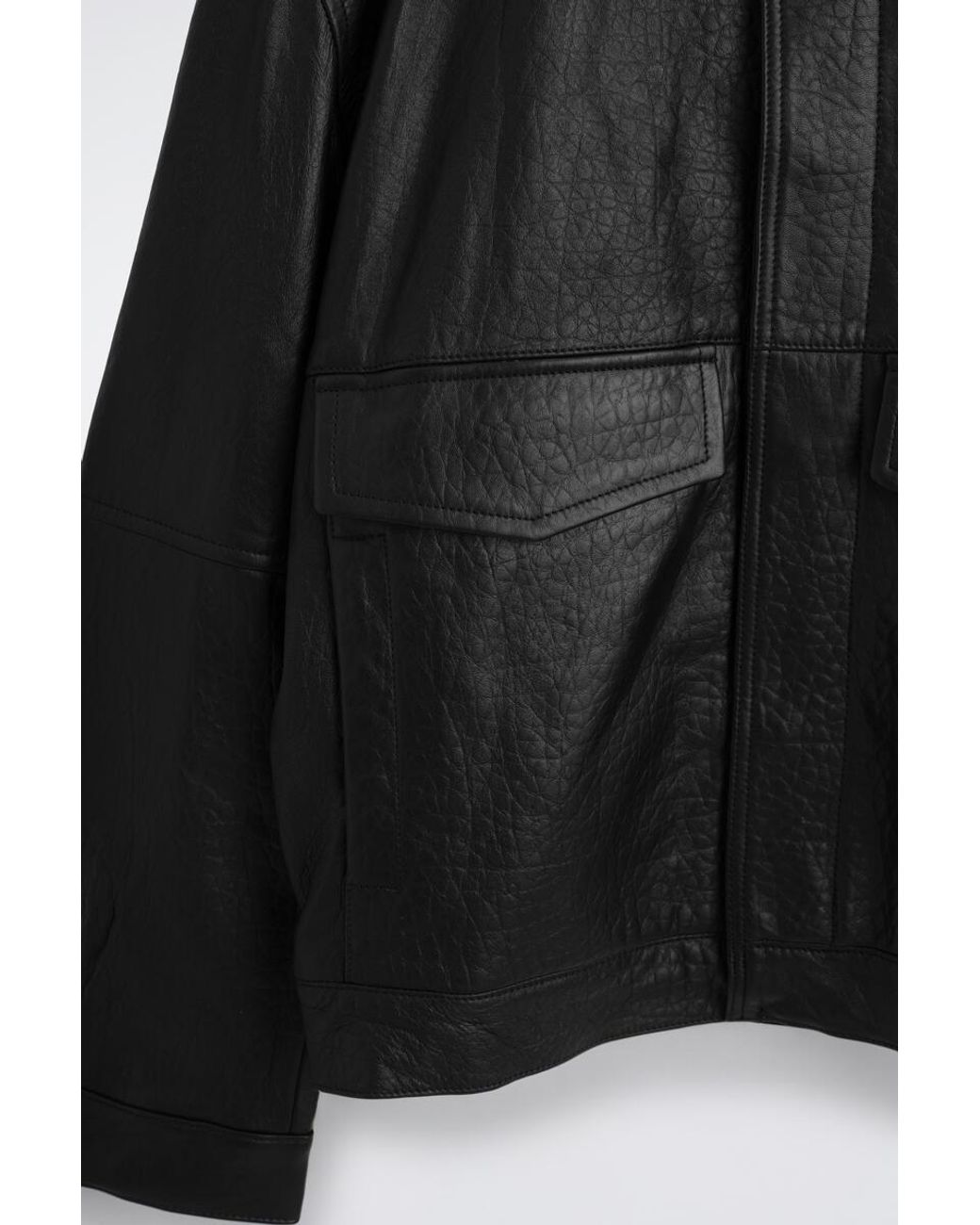 COS Black Leather Flight Jacket for men