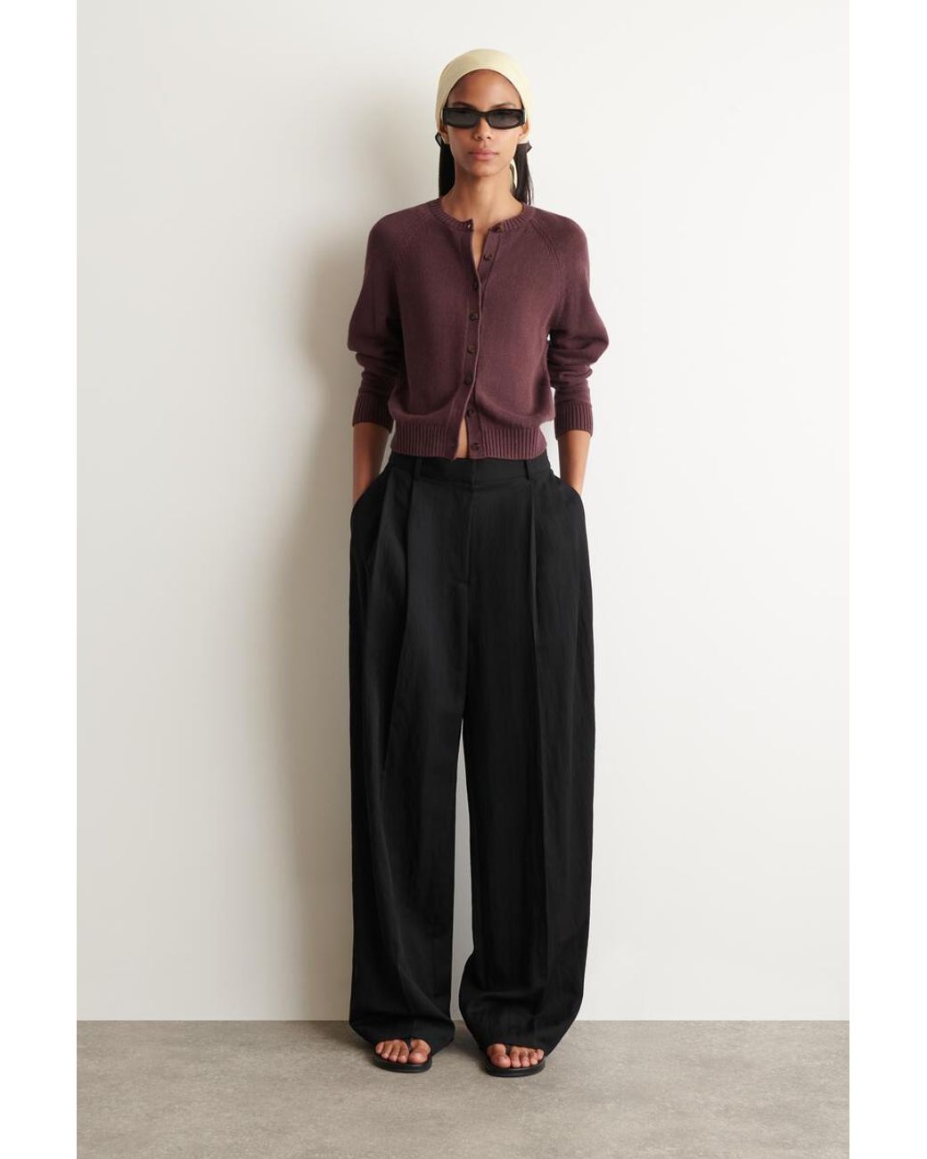 COS Purple Knitted Linen Cardigan