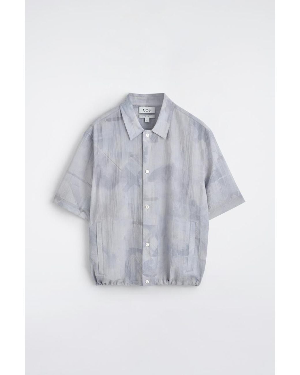 COS Gray Textured Drawstring-Hem Shirt for men