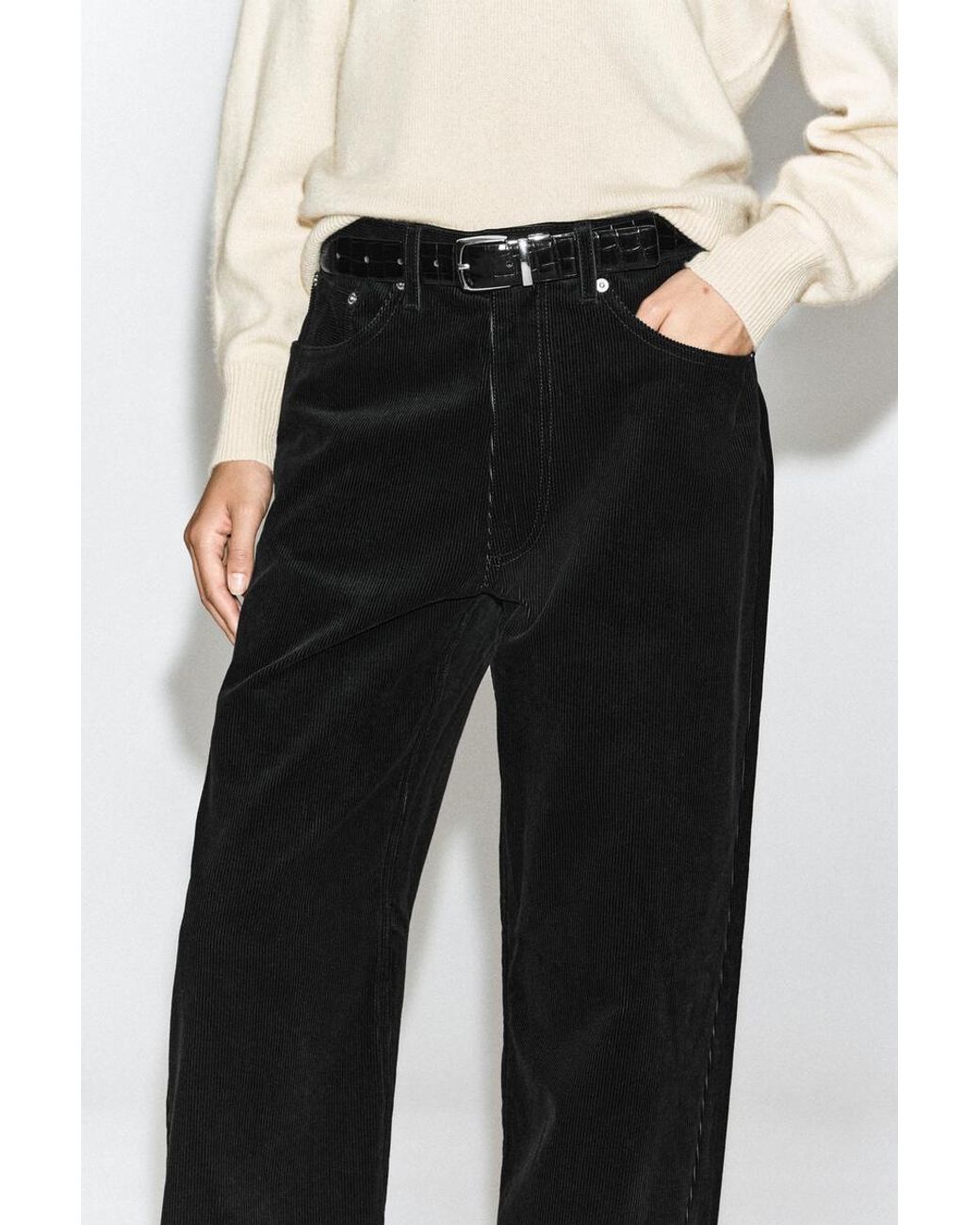 COS Black Facade Corduroy Straight-Leg Jeans