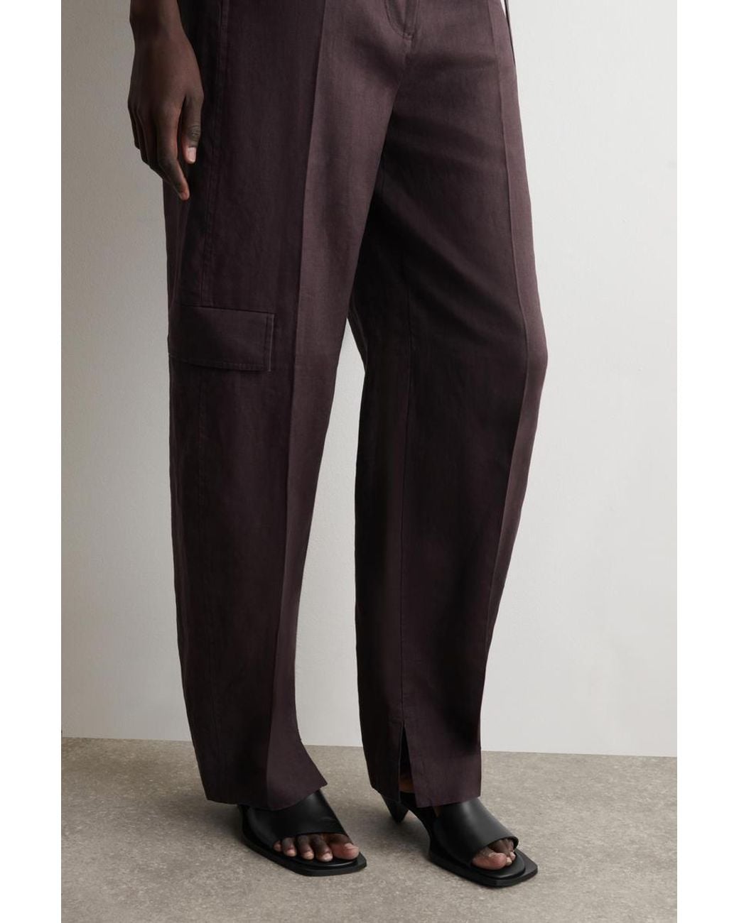 COS Red Belted Linen Barrel-Leg Pants