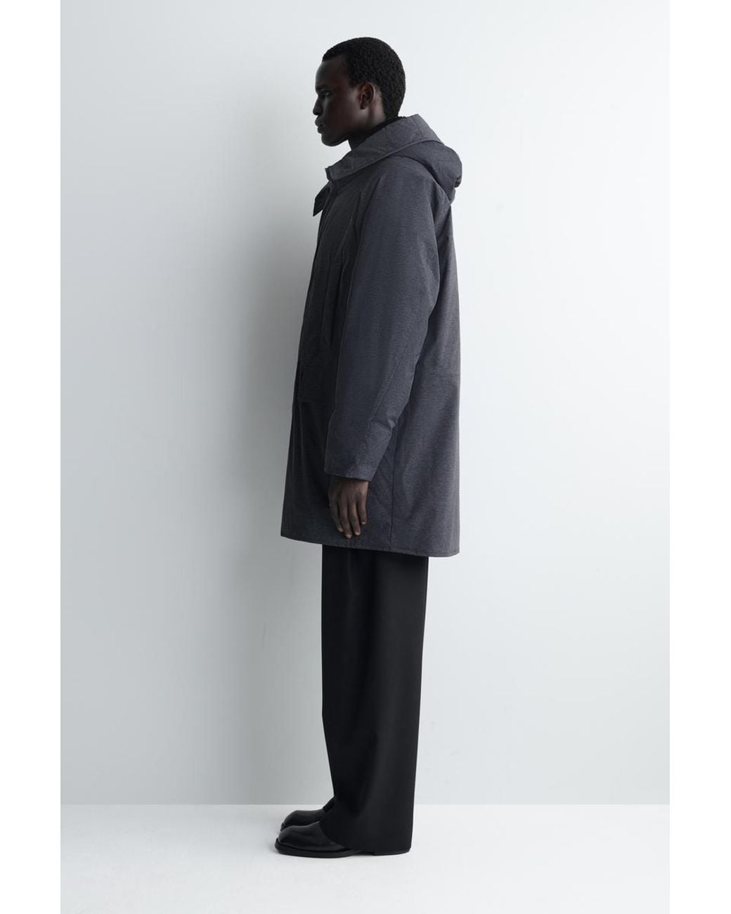 COS Blue Technical Hooded Down Parka for men