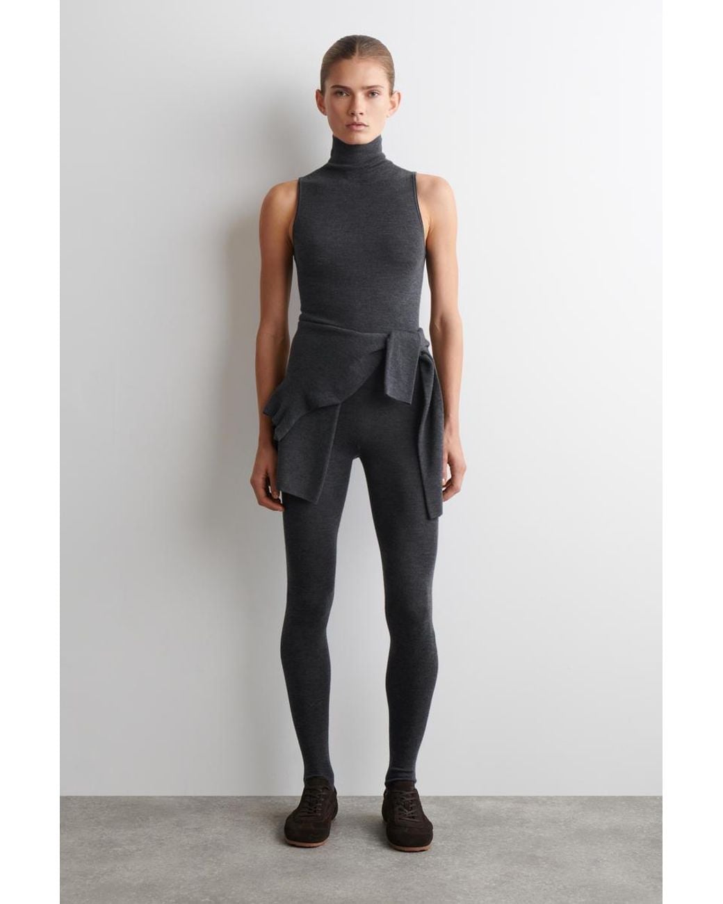 COS Black Seamless Merino Wool Turtleneck Top