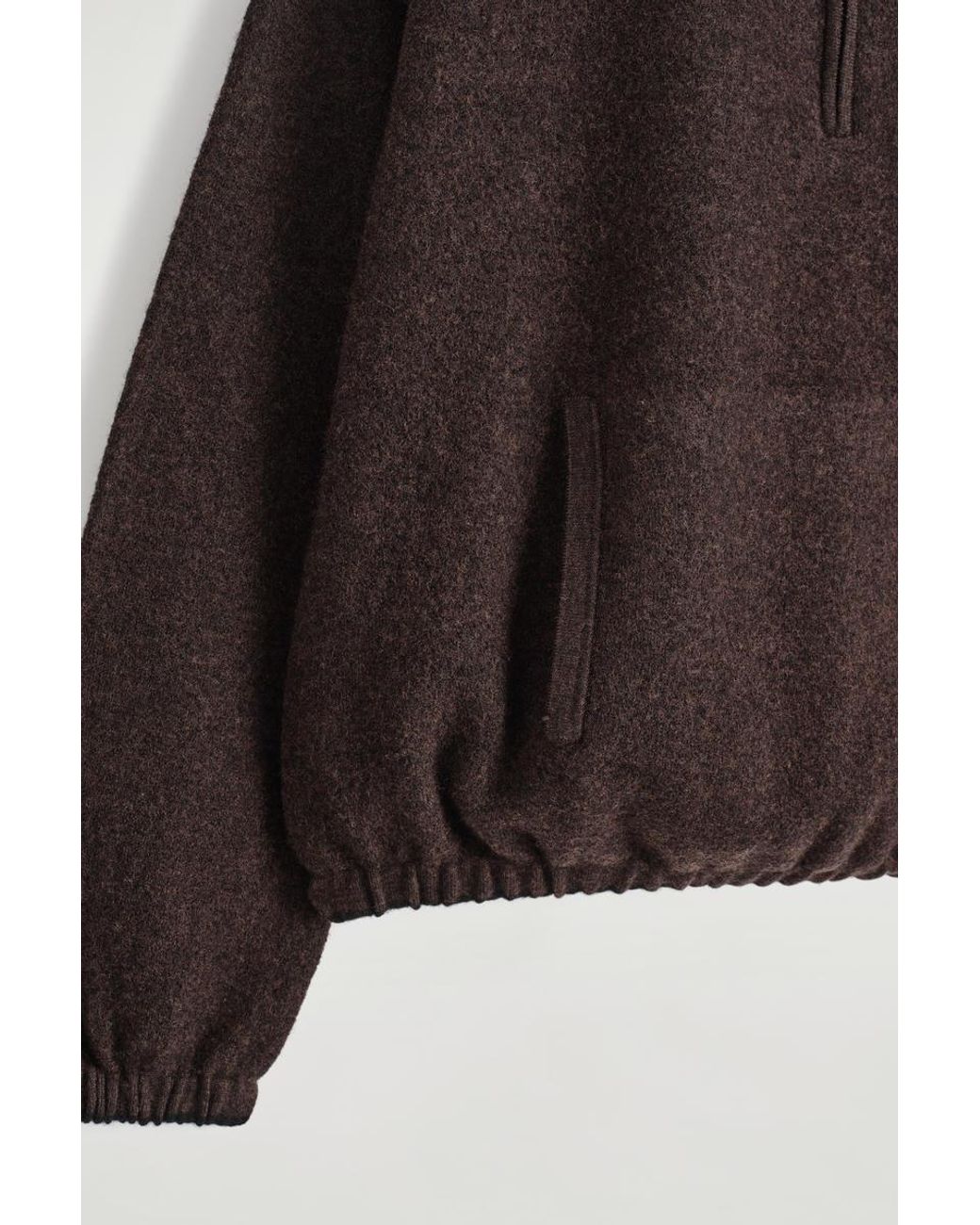 COS Brown Boiled Merino Wool Zip-Up Sweater