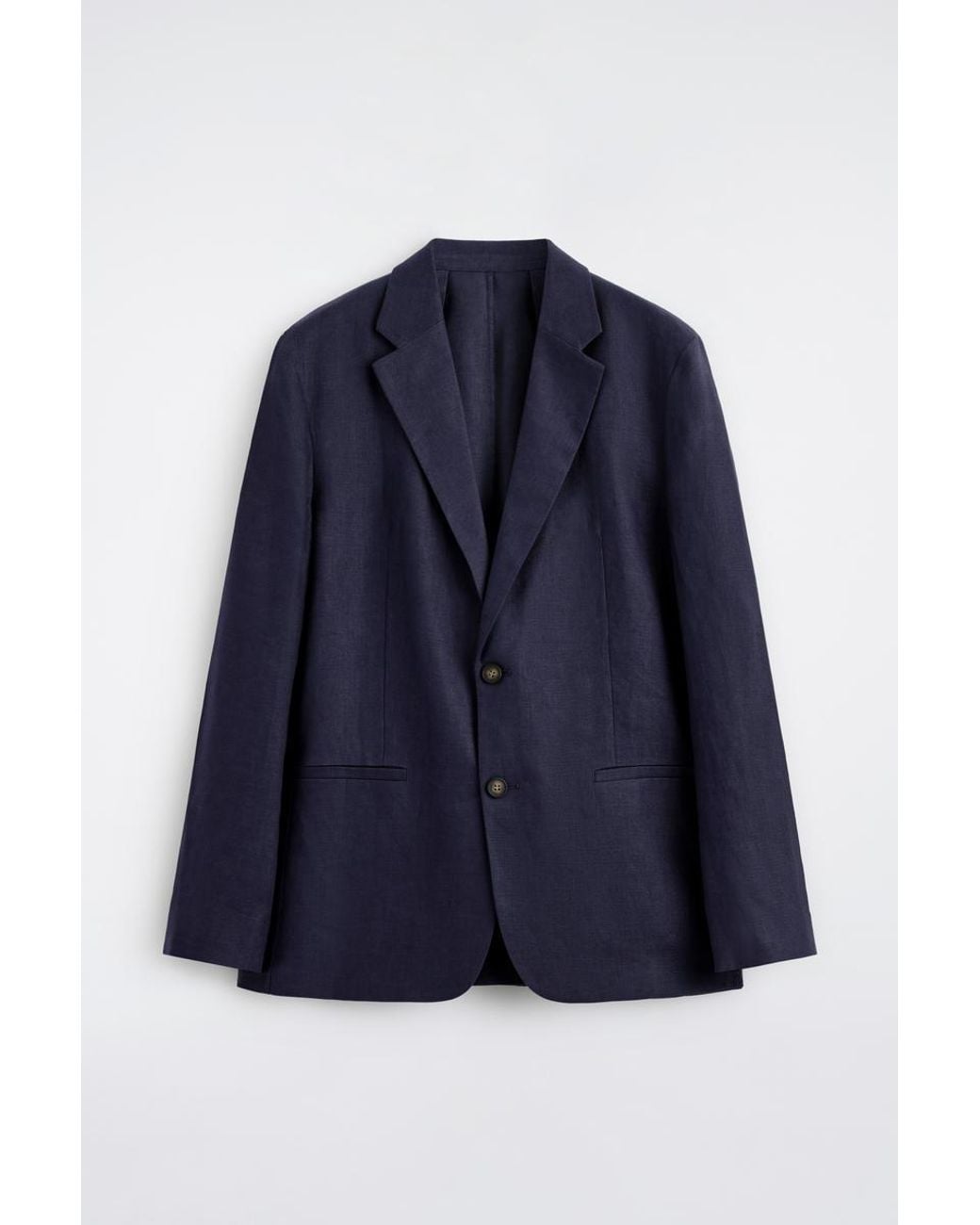 COS Blue Single-Breasted Linen Blazer for men