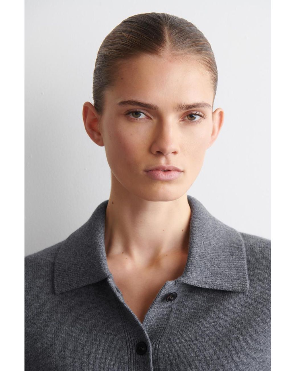 COS Blue Collared Merino Wool Cardigan