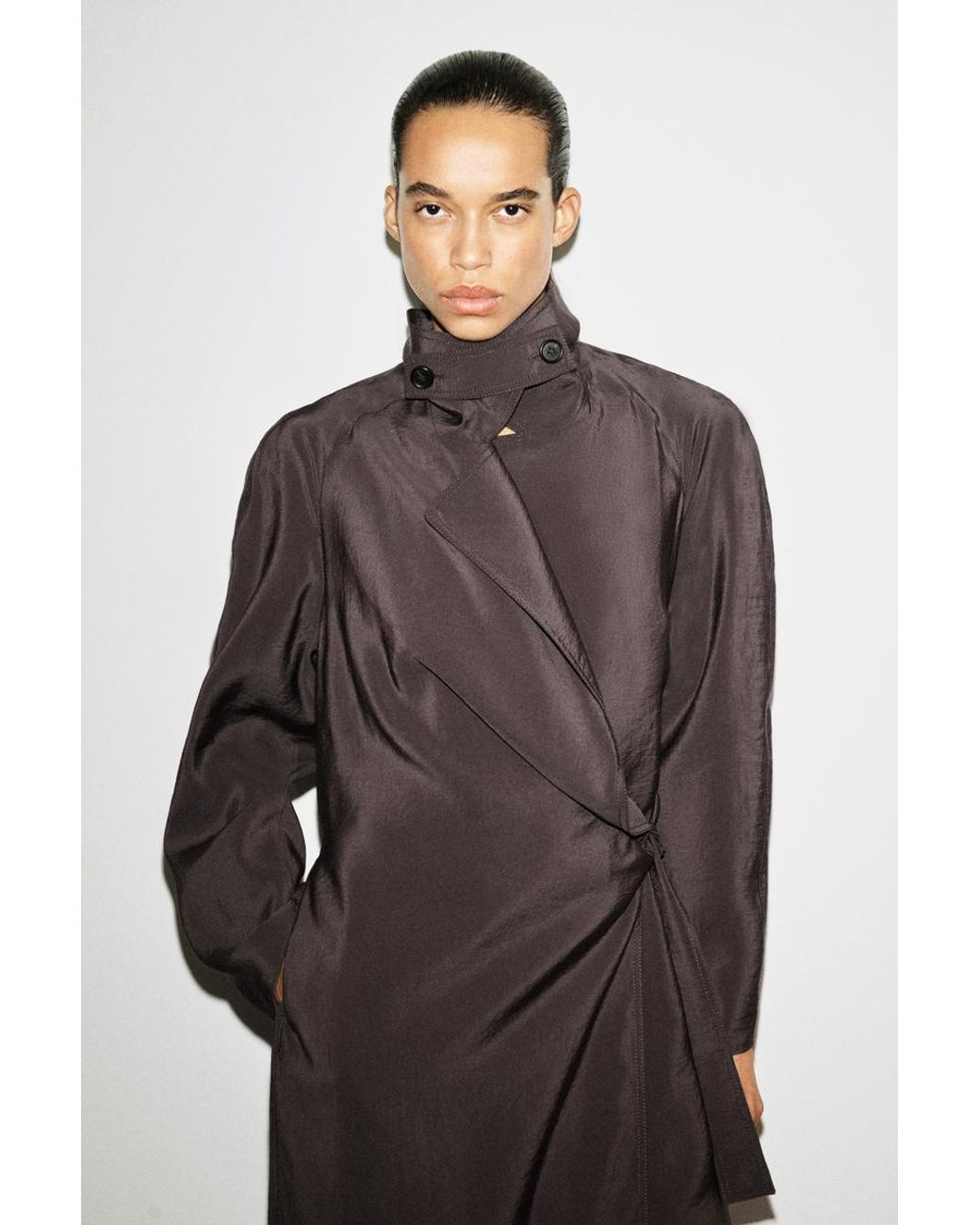 COS Brown Utility Trench-Style Midi Dress