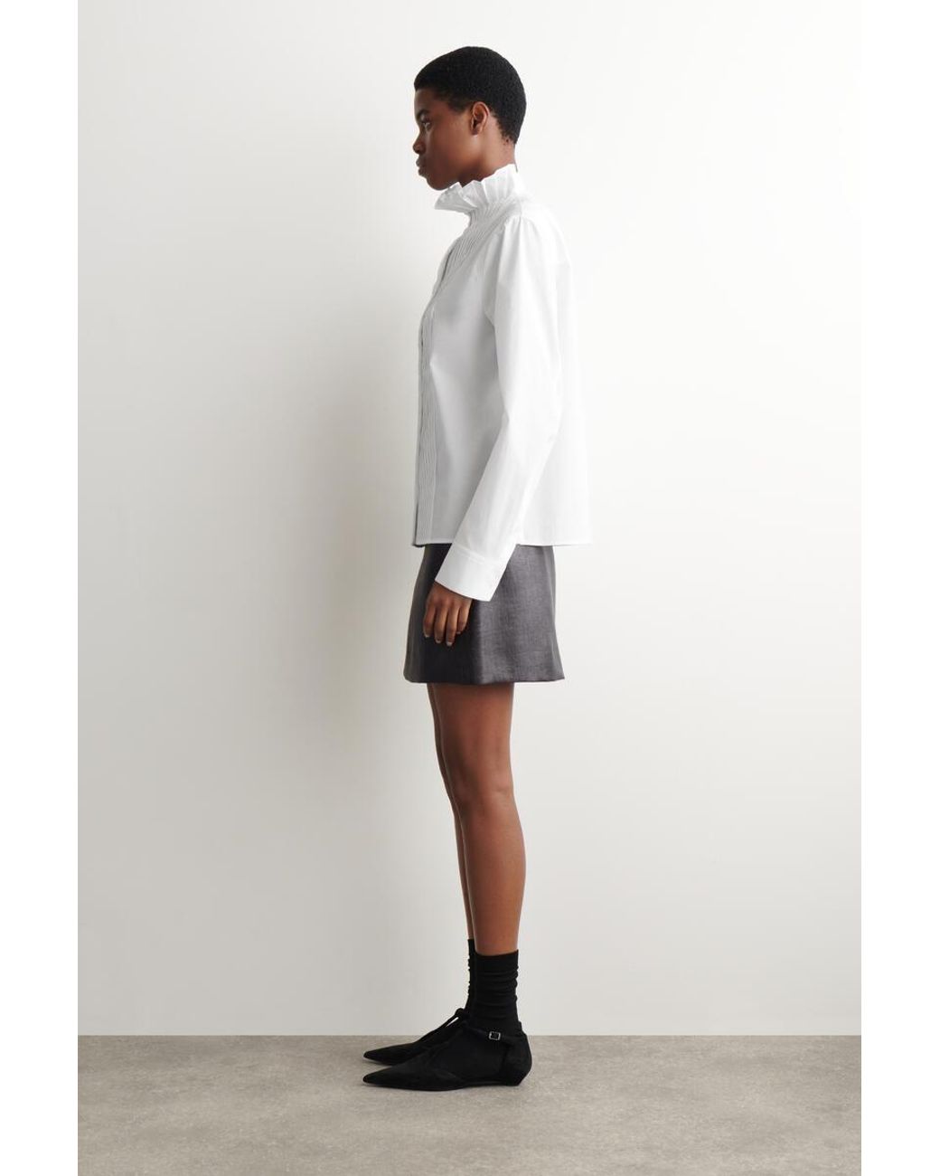 COS White Pintucked Cotton Blouse