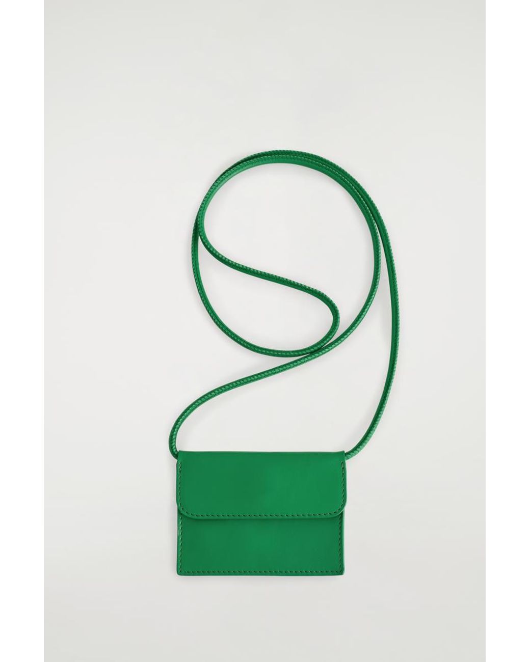 COS Green Leather Crossbody Cardholder