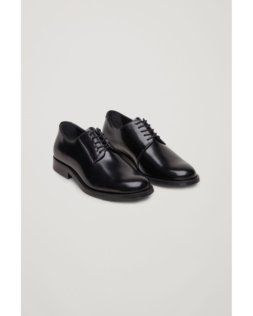 COS Round-toe Leather Oxford Shoes in Black | Lyst