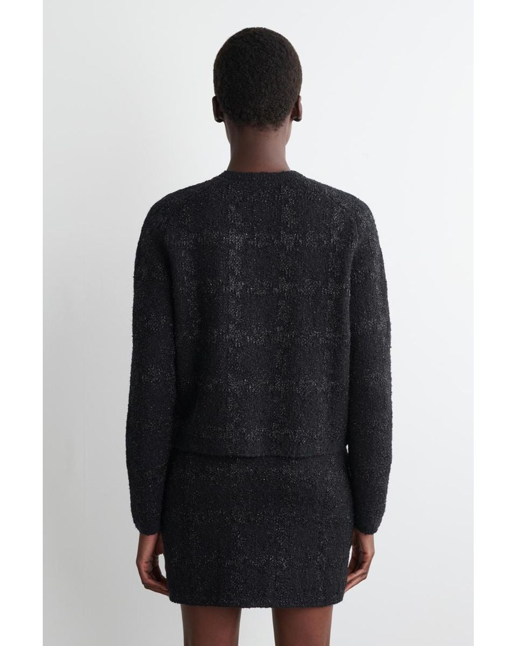 COS Black Sparkly Bouclé-Knit Cardigan