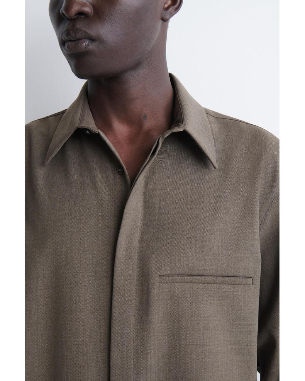 COS Brown Relaxed Wool-Blend Shirt for men
