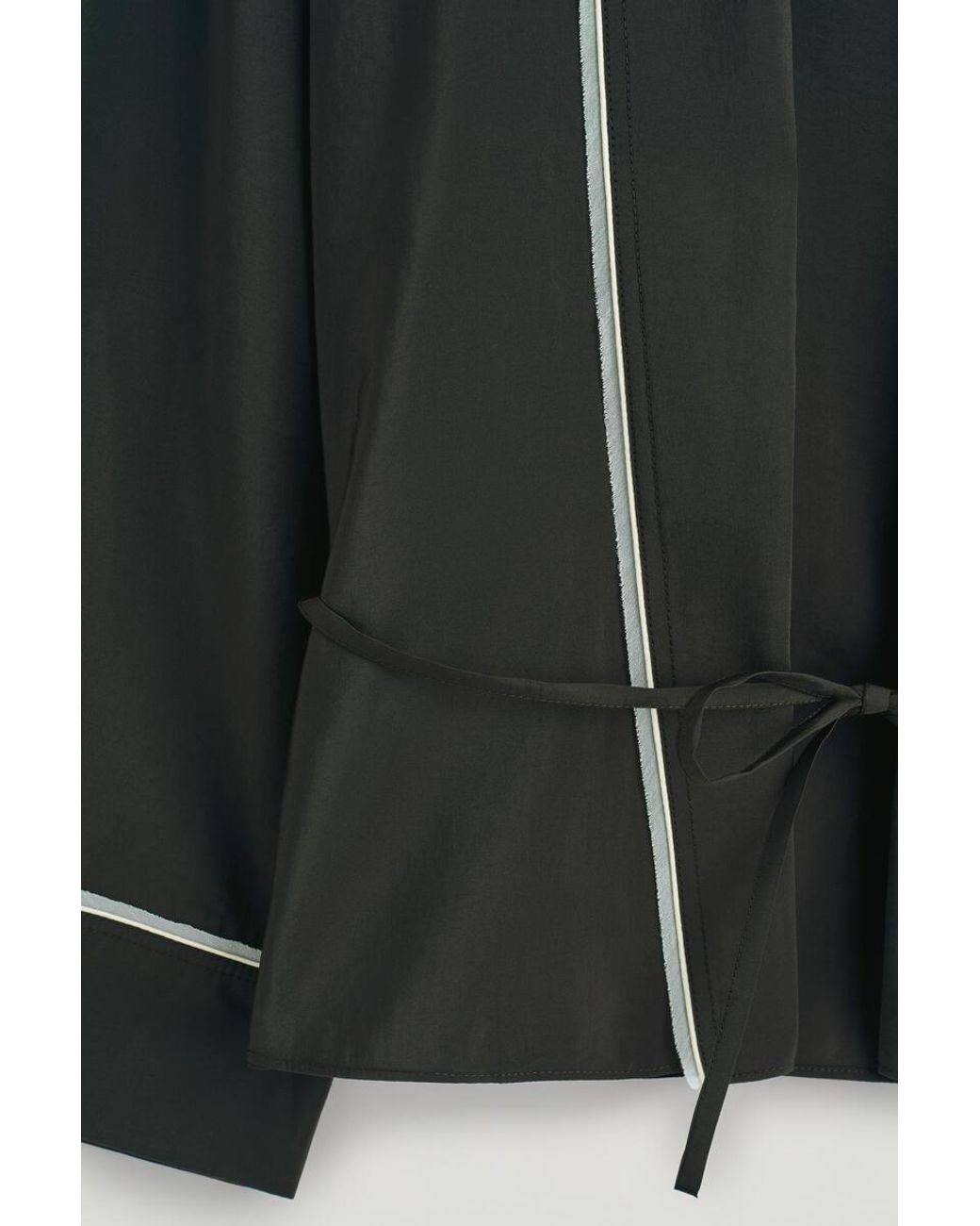 COS Black Contrast-Piped Belted Wrap Top