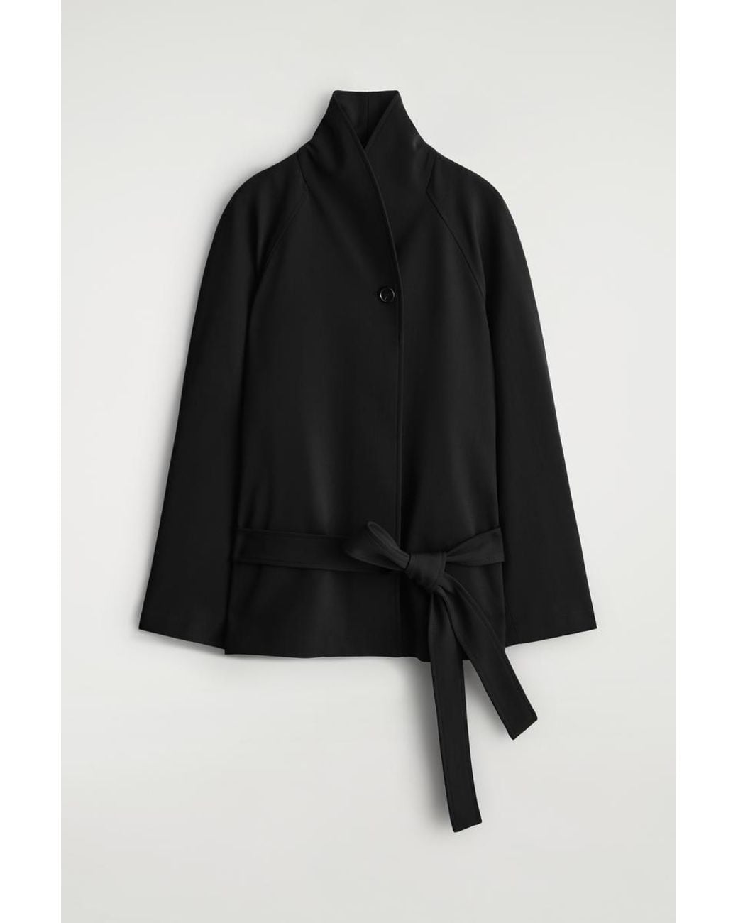 COS Black Belted Wool-Blend Shawl-Collar Jacket