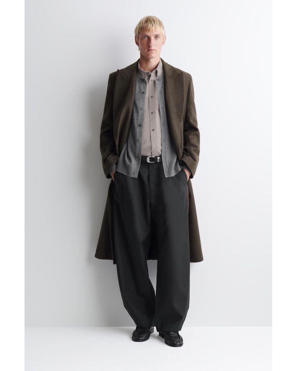 COS Gray Button-Down Collar Brushed Oxford Shirt for men