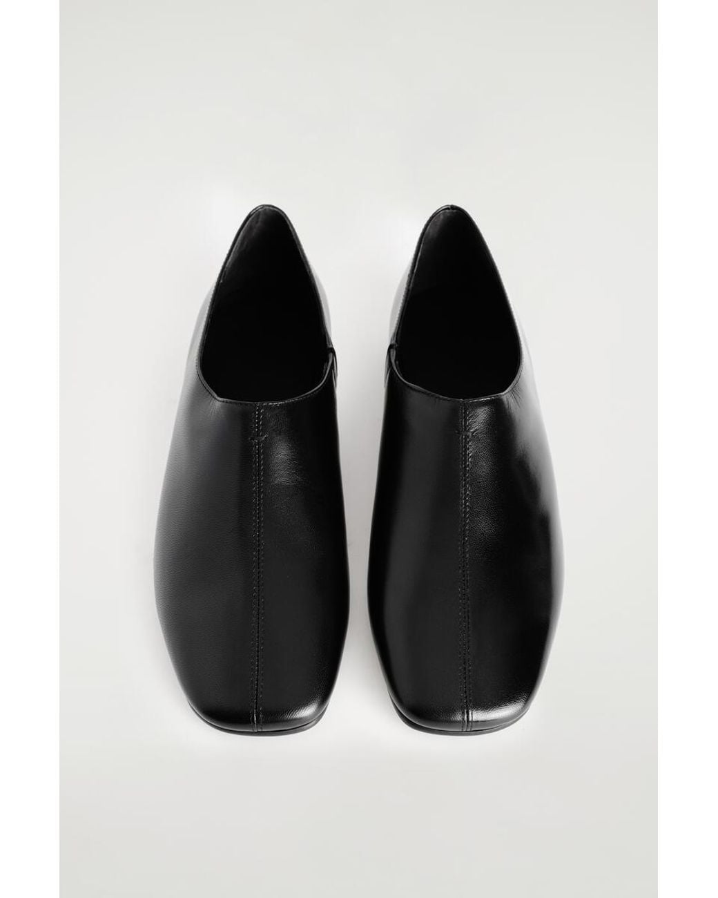 COS White Square-Toe Leather Flats