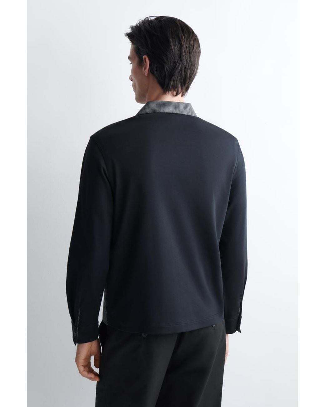 COS Gray Jersey-Panelled Checked Harrington Jacket for men