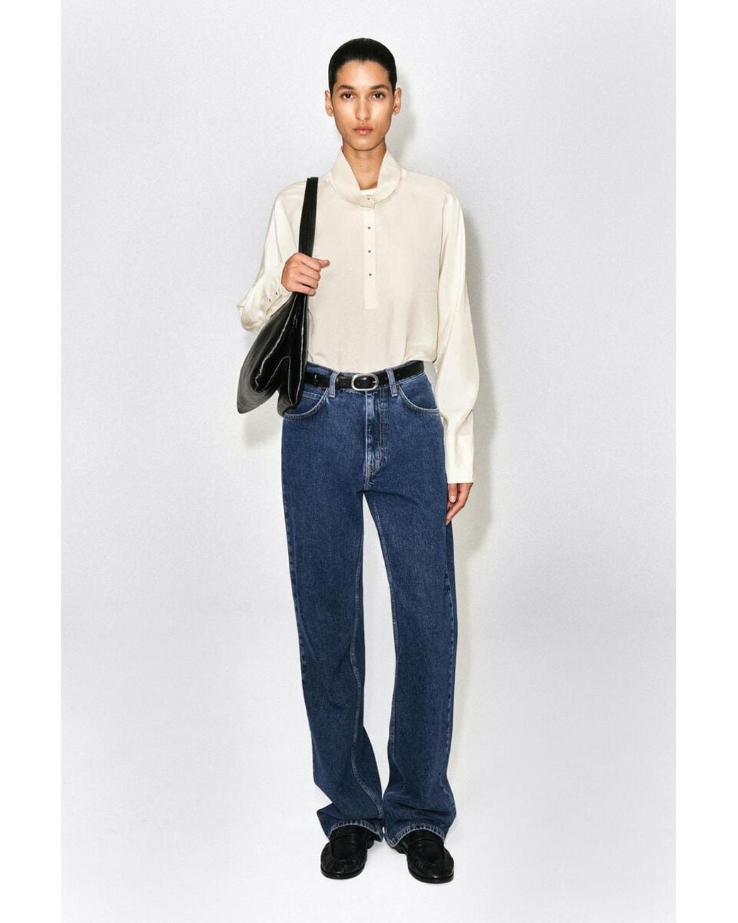 COS Natural Stud-Detail Turtleneck Blouse