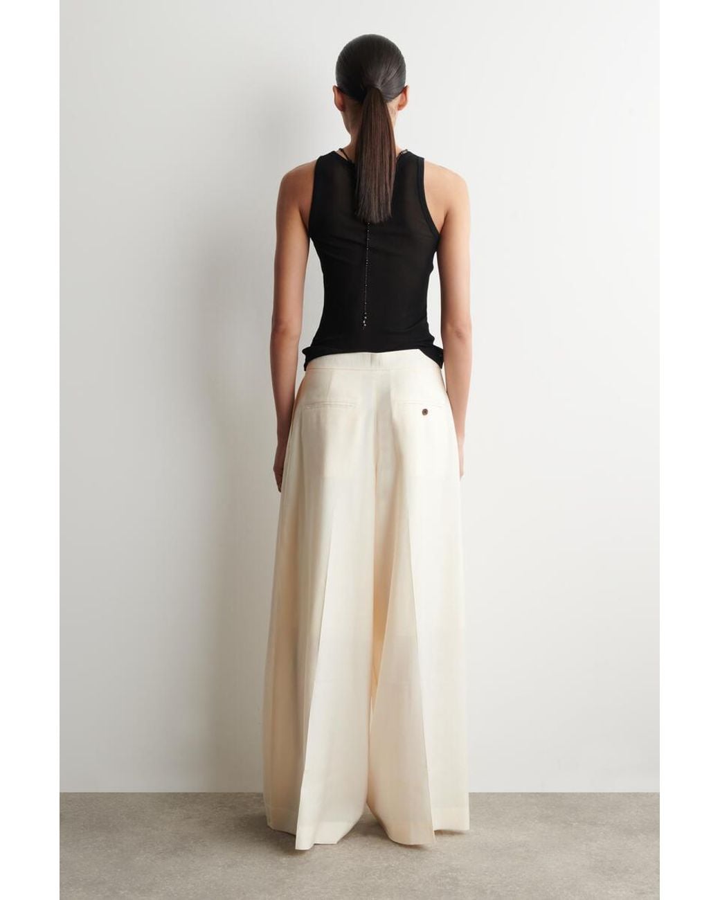COS Natural Pleated Modal Wide-Leg Trousers