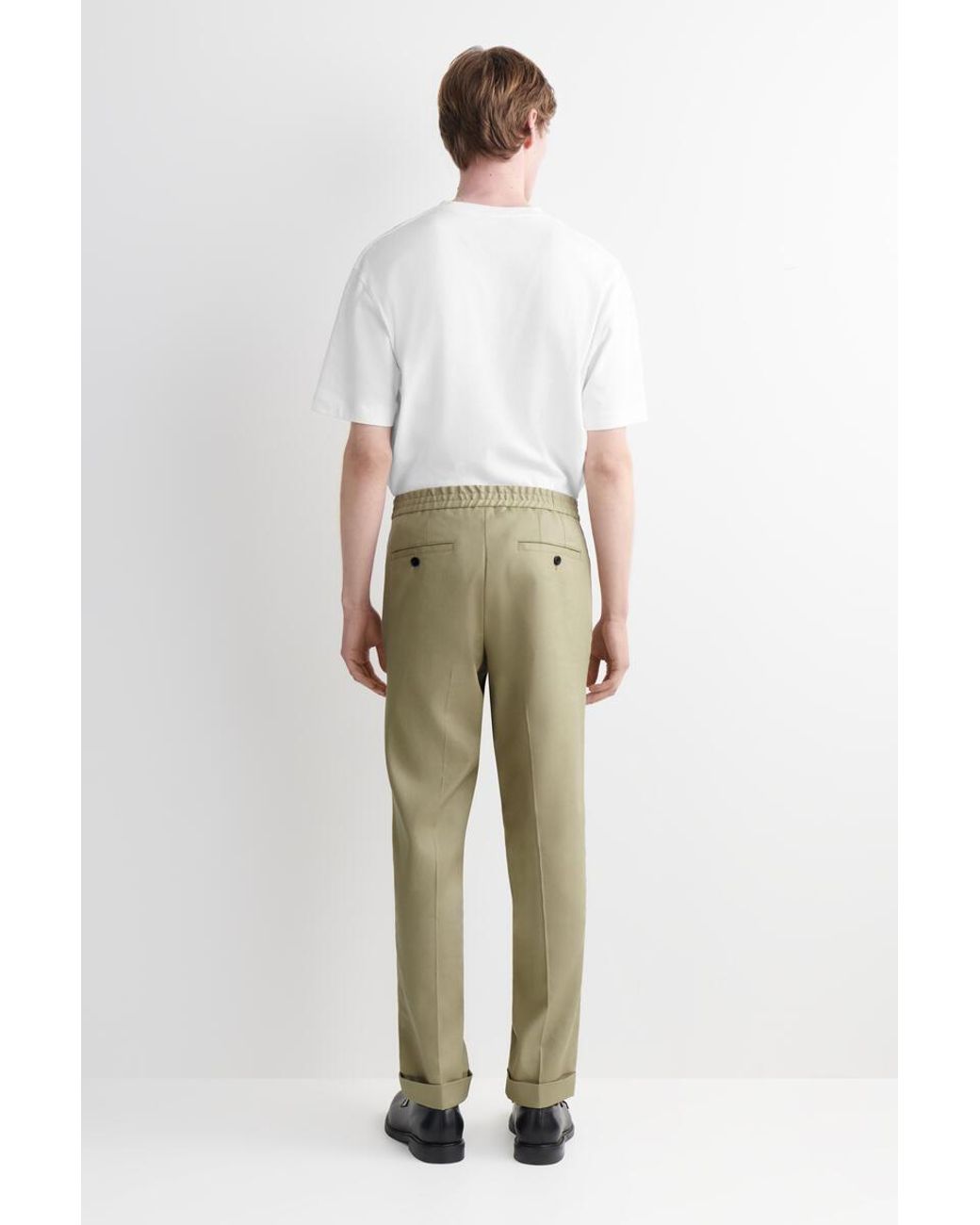 COS Green Linen-Cotton Slim-Fit Straight-Leg Trousers for men