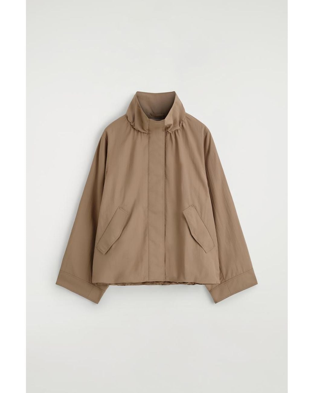 COS Nylon Funnel-Neck Jacket in Natural | Lyst