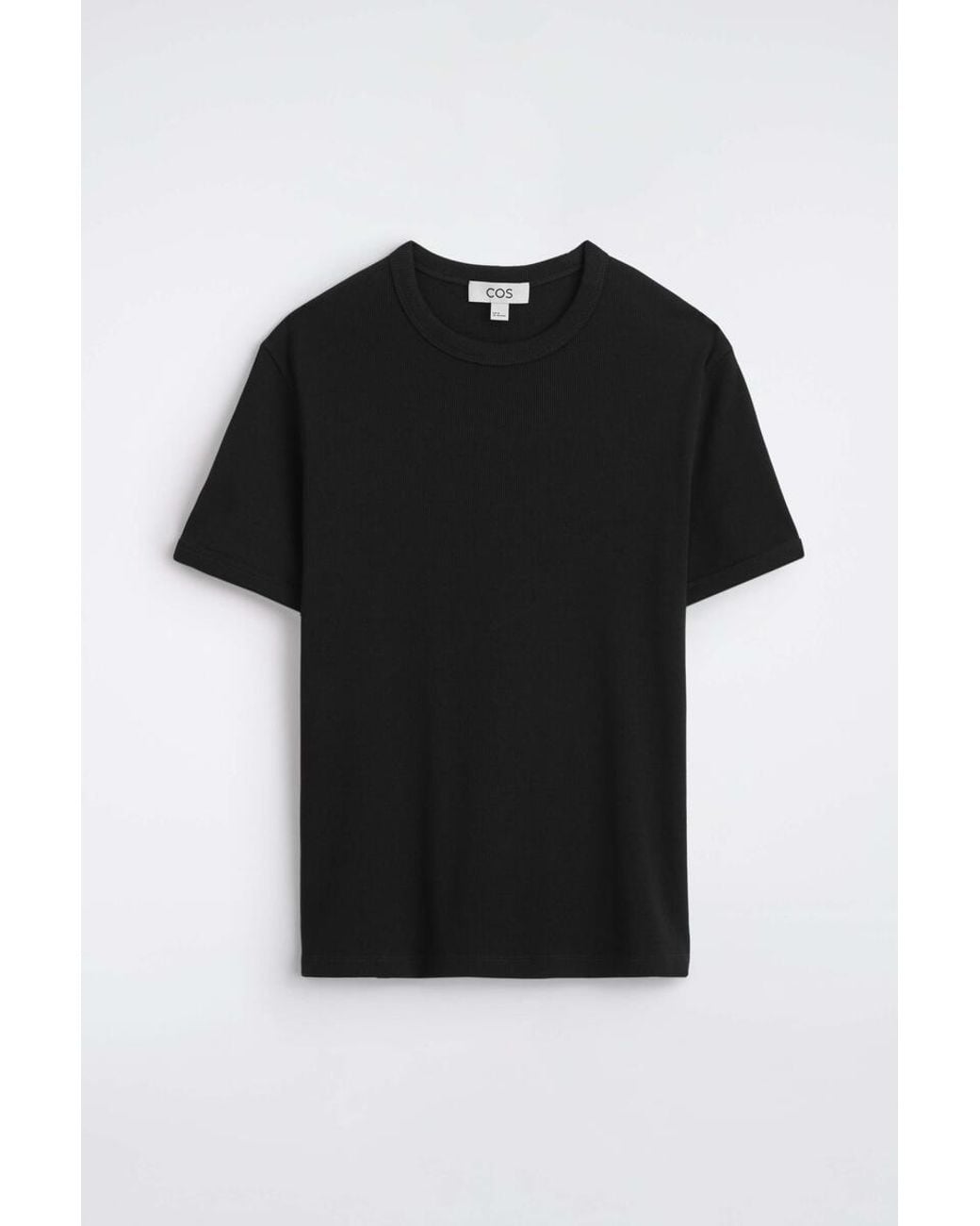 COS Black Slim Ribbed Cotton T-shirt for men